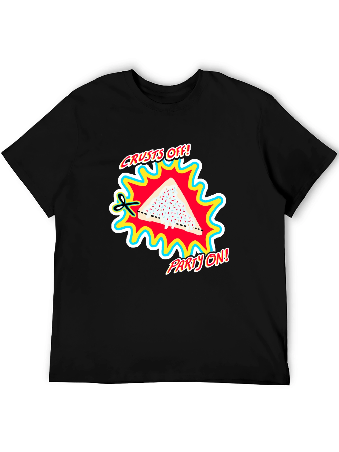 Crusts Off! Party On! Black Graphic Tee