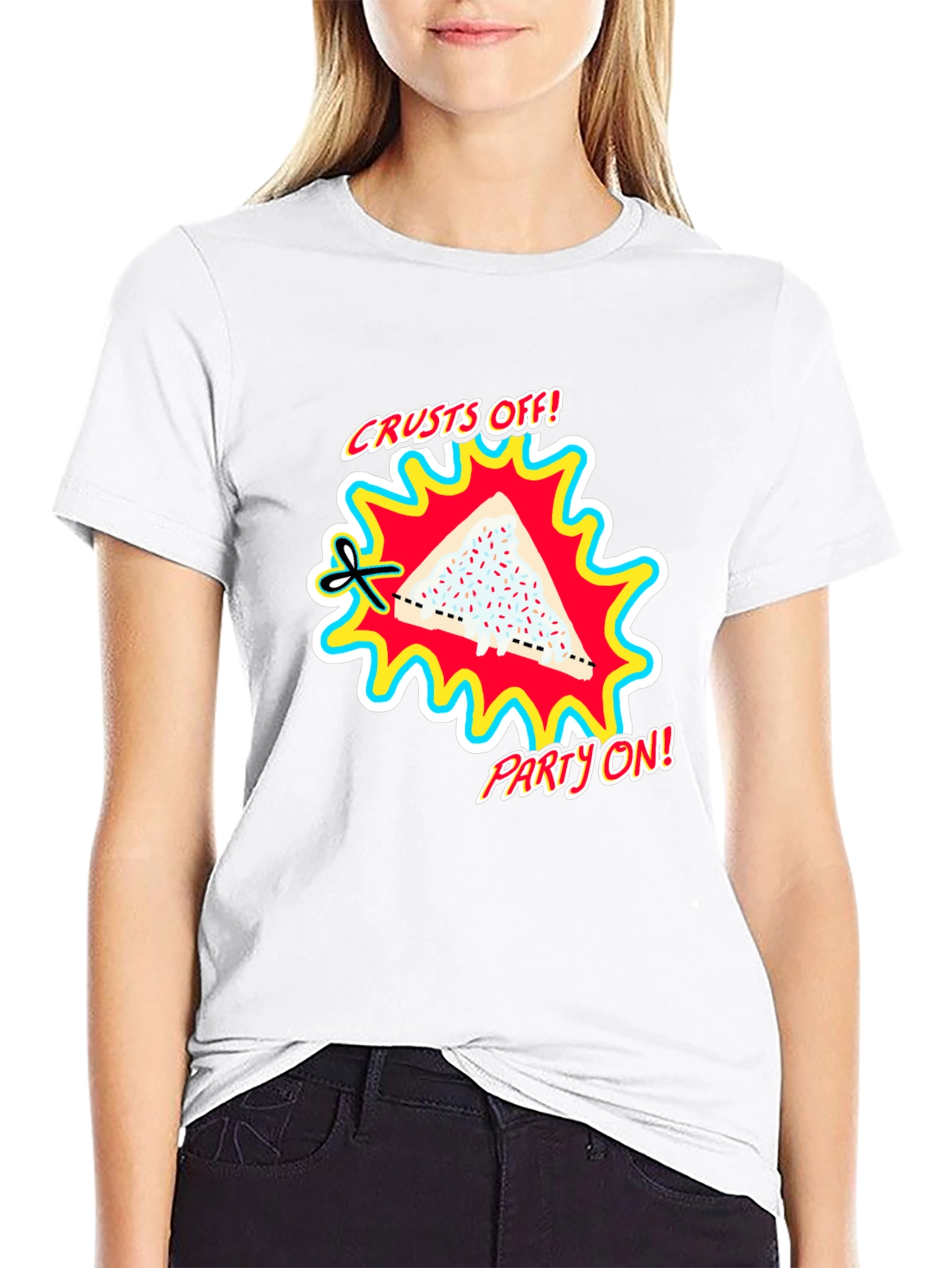 Crusts Off! Party On! Black Graphic Tee