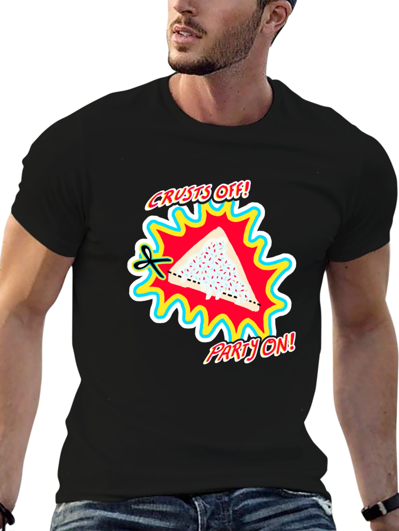 Crusts Off! Party On! Black Graphic Tee