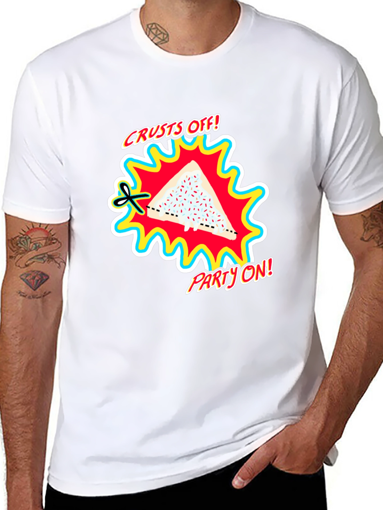 Crusts Off! Party On! Black Graphic Tee
