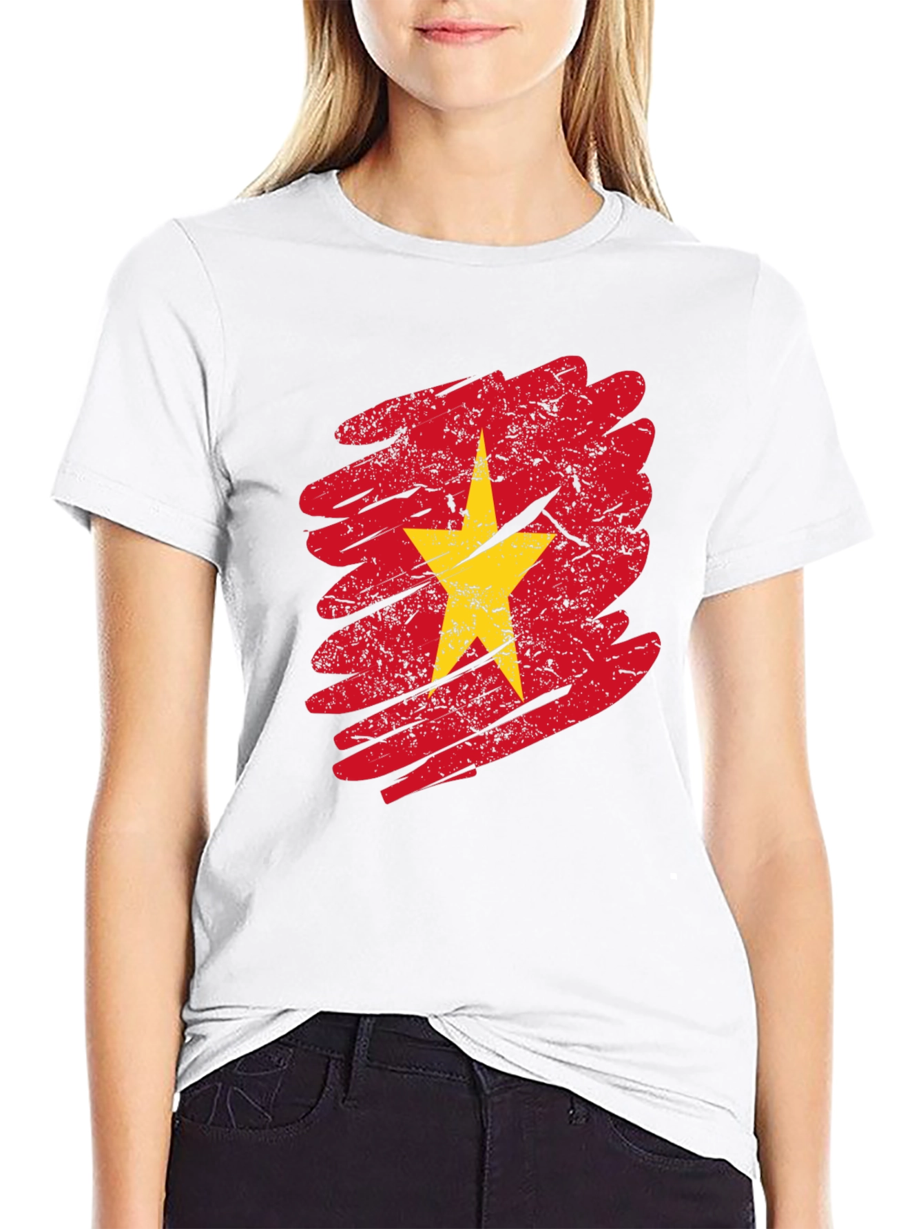 Vietnam Flag Graphic Tee - Distressed Print