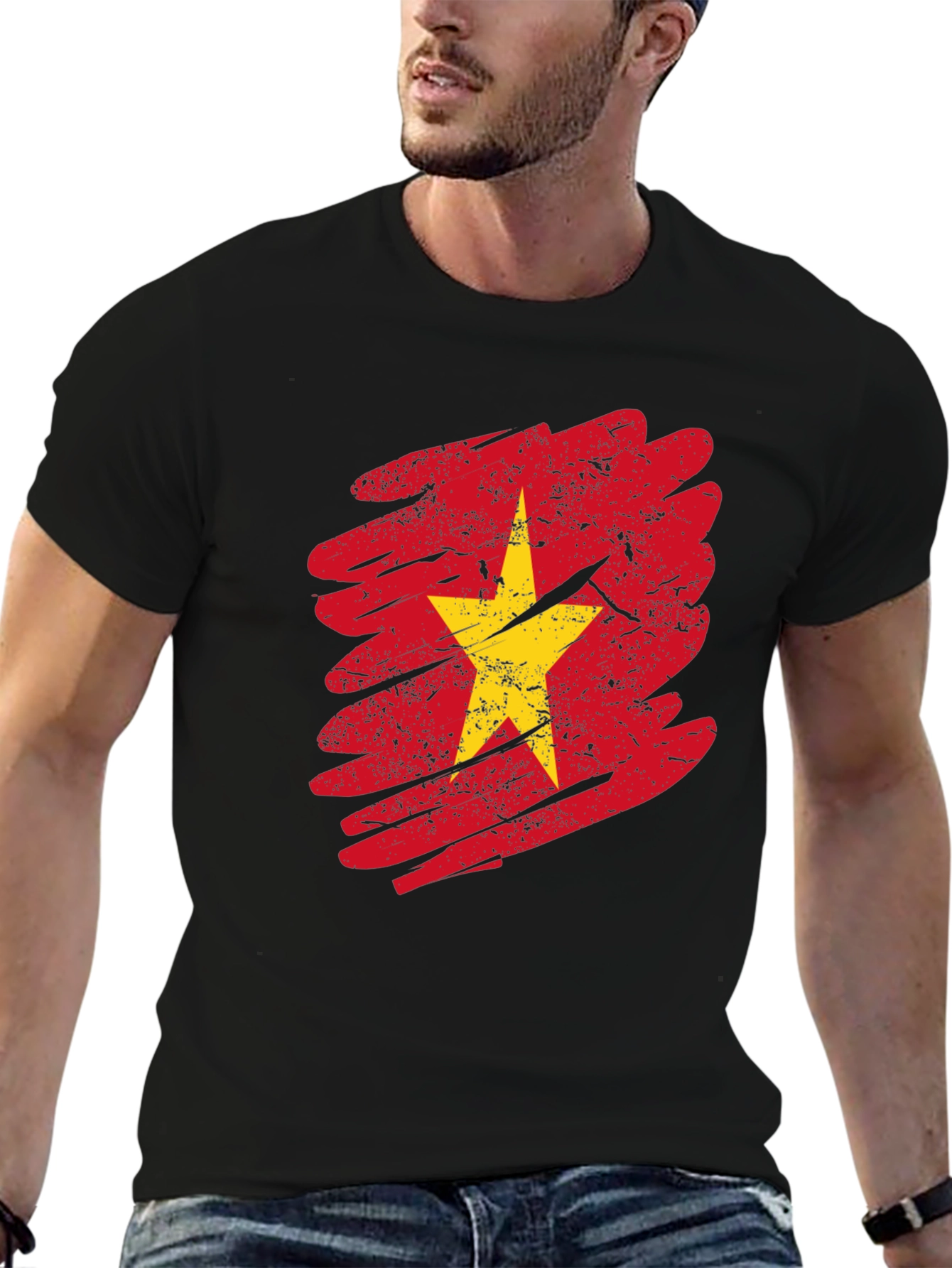 Vietnam Flag Graphic Tee - Distressed Print
