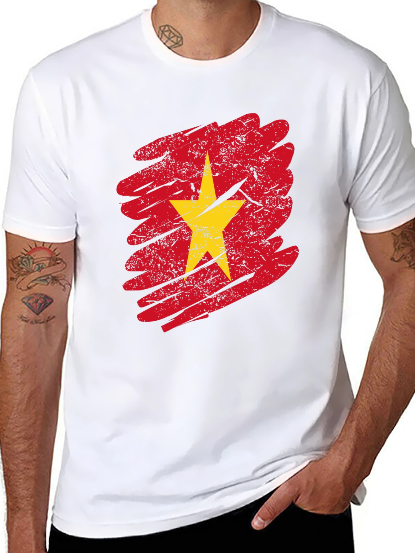Vietnam Flag Graphic Tee - Distressed Print