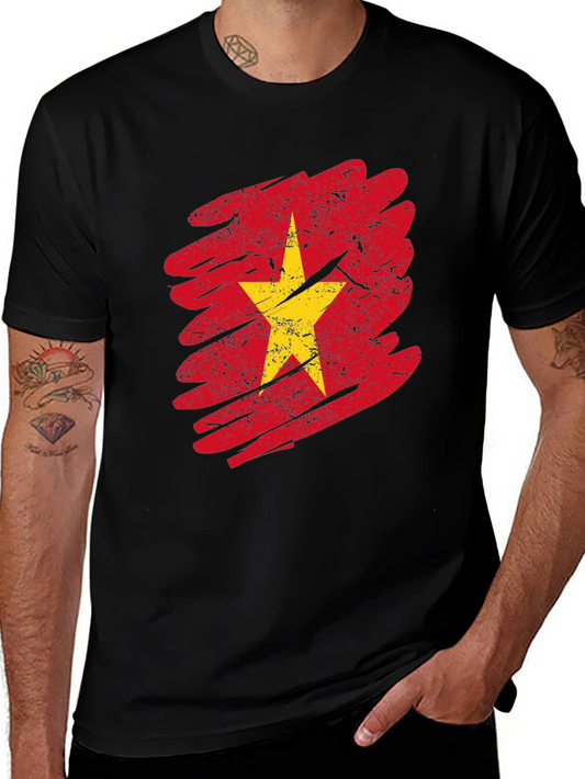 Vietnam Flag Graphic Tee - Distressed Print