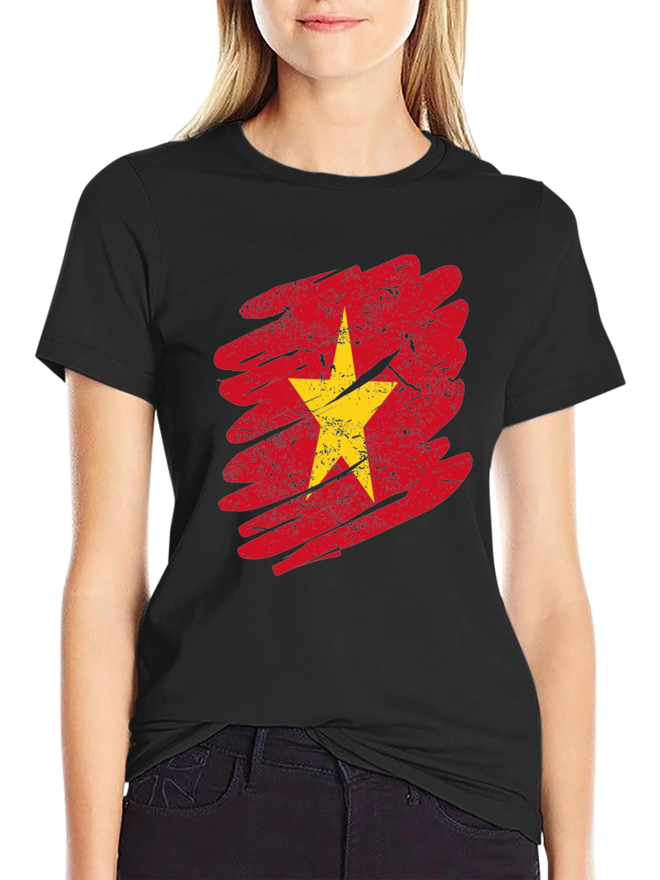 Vietnam Flag Graphic Tee - Distressed Print