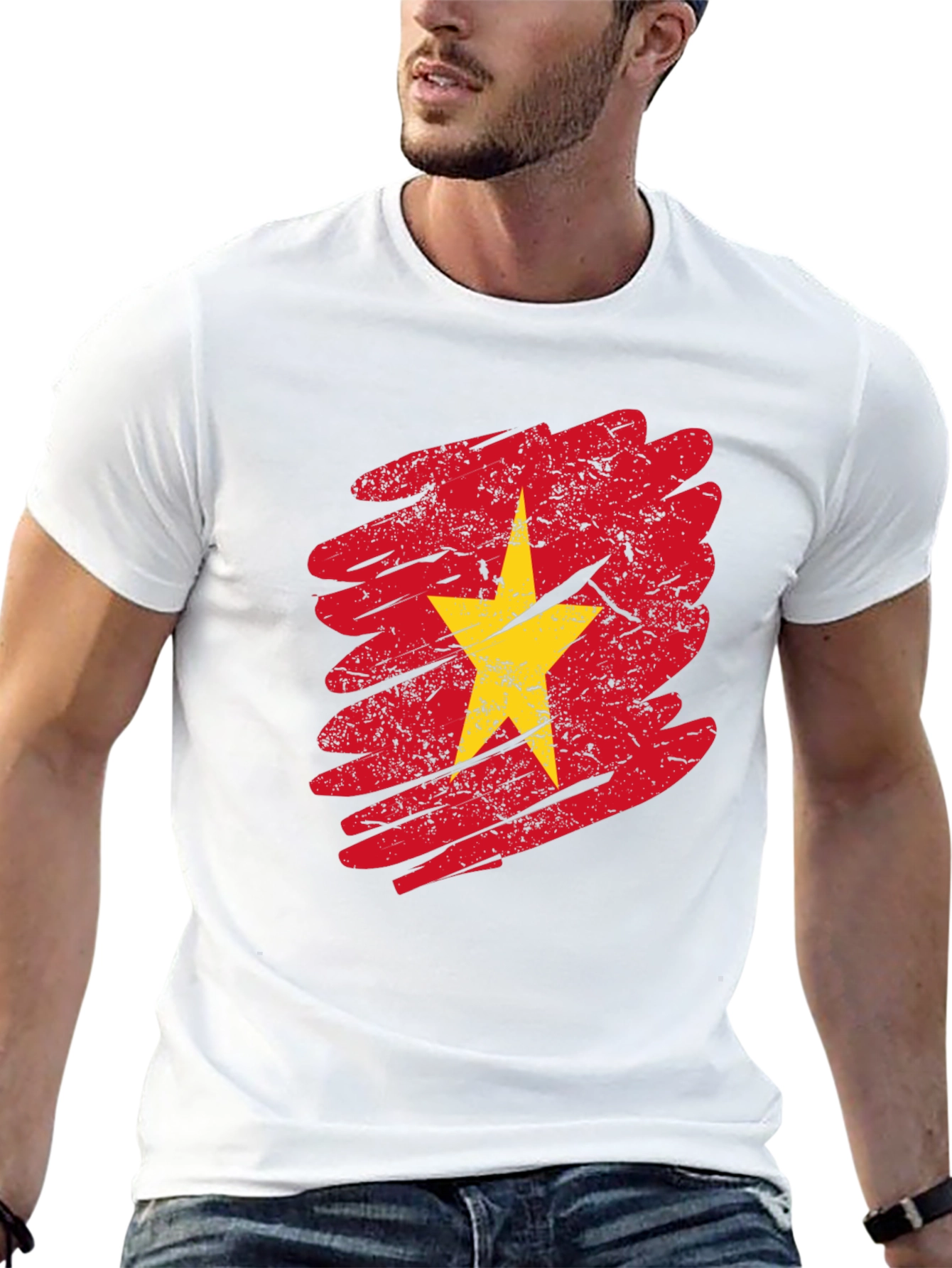 Vietnam Flag Graphic Tee - Distressed Print