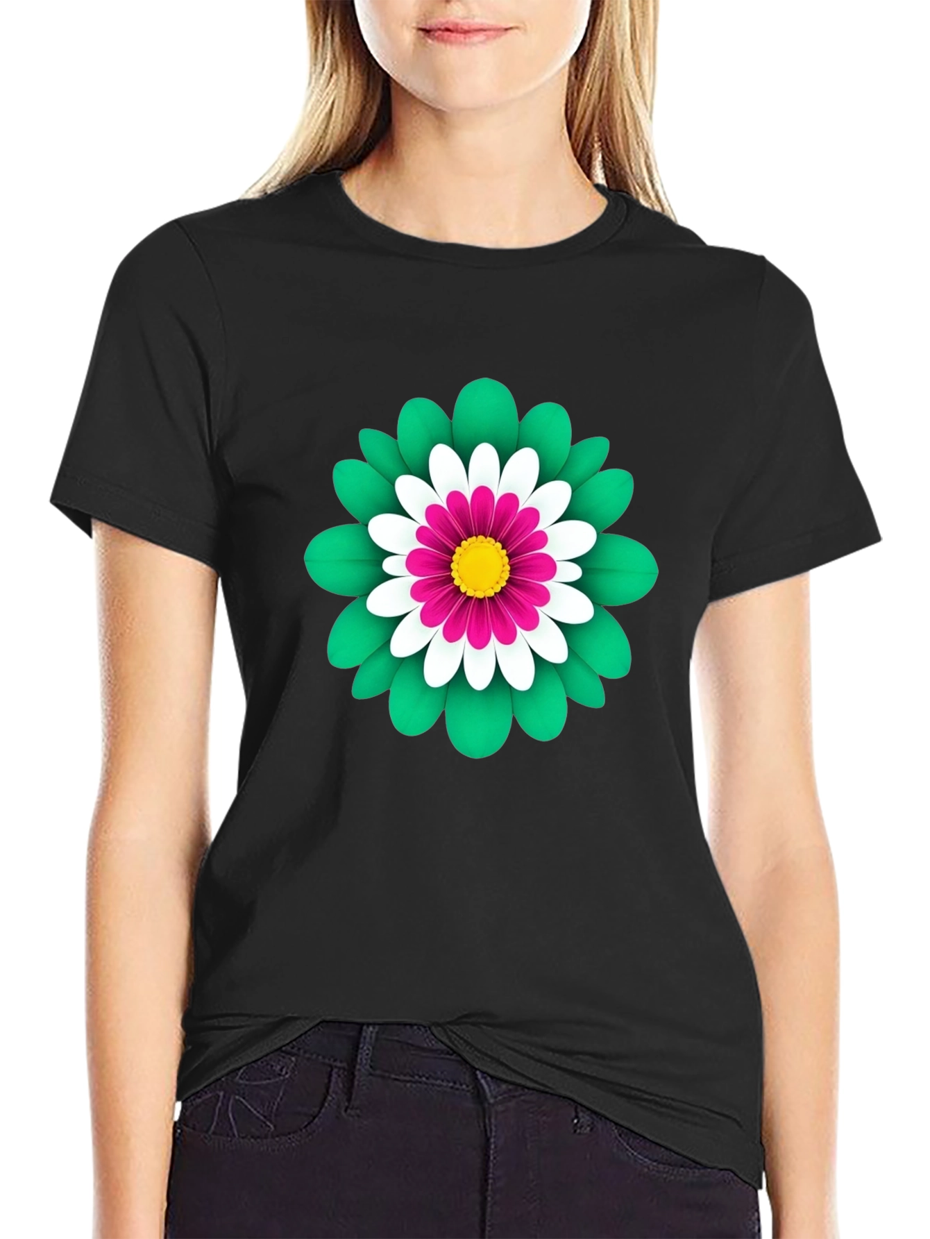 Floral Graphic Print Tee - Soft Cotton Blend
