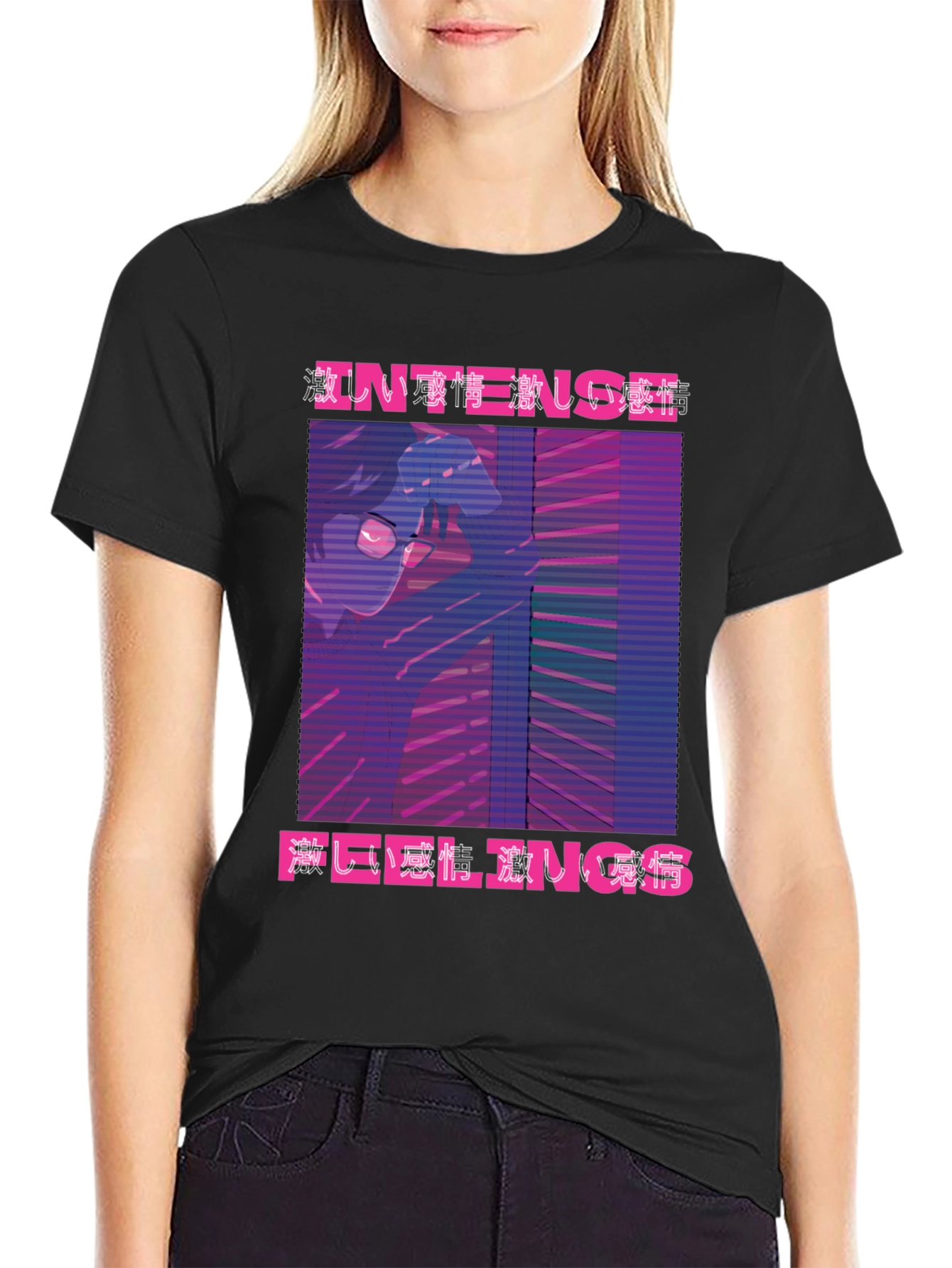 Intense Feelings Anime T-Shirt - Black