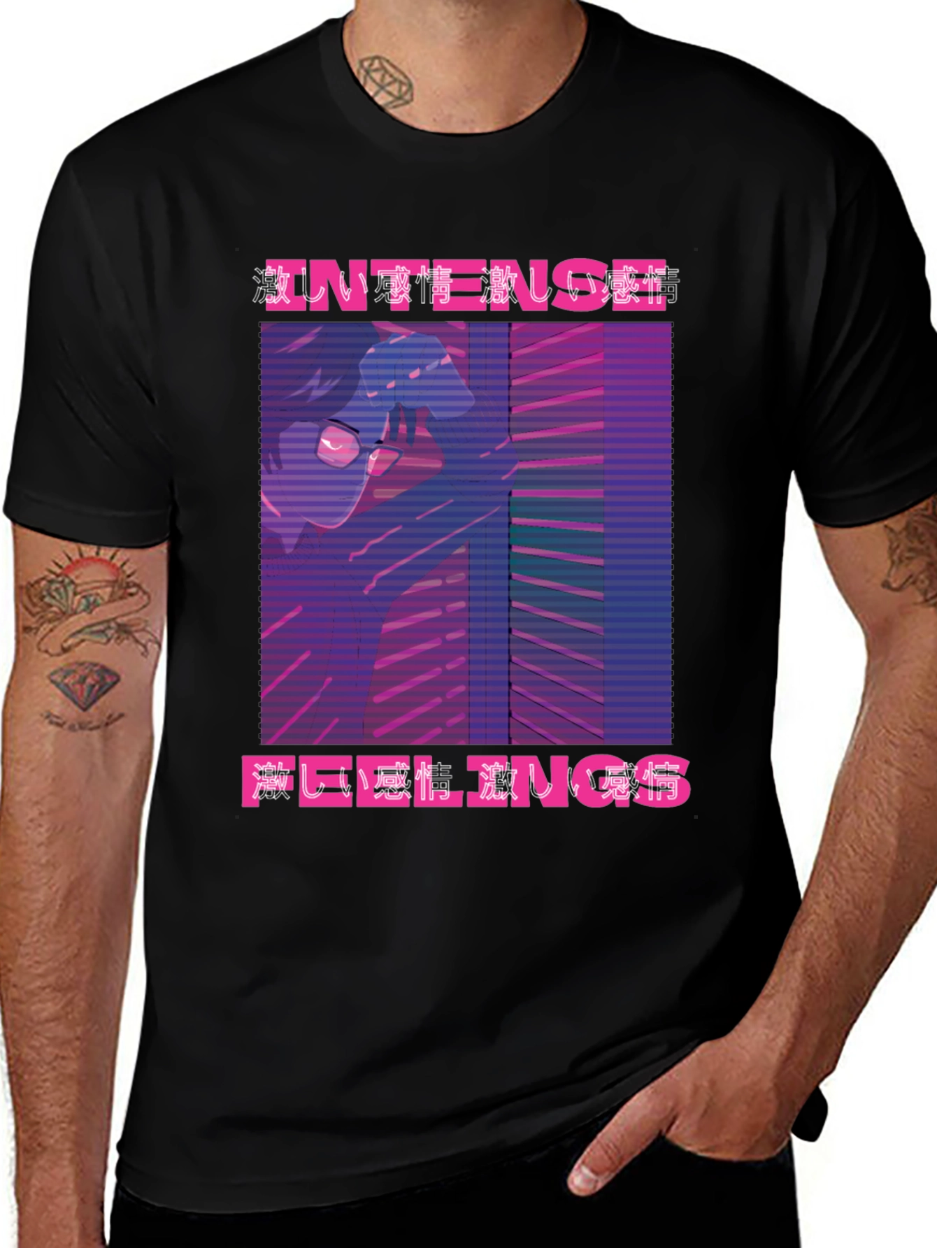 Intense Feelings Anime T-Shirt - Black