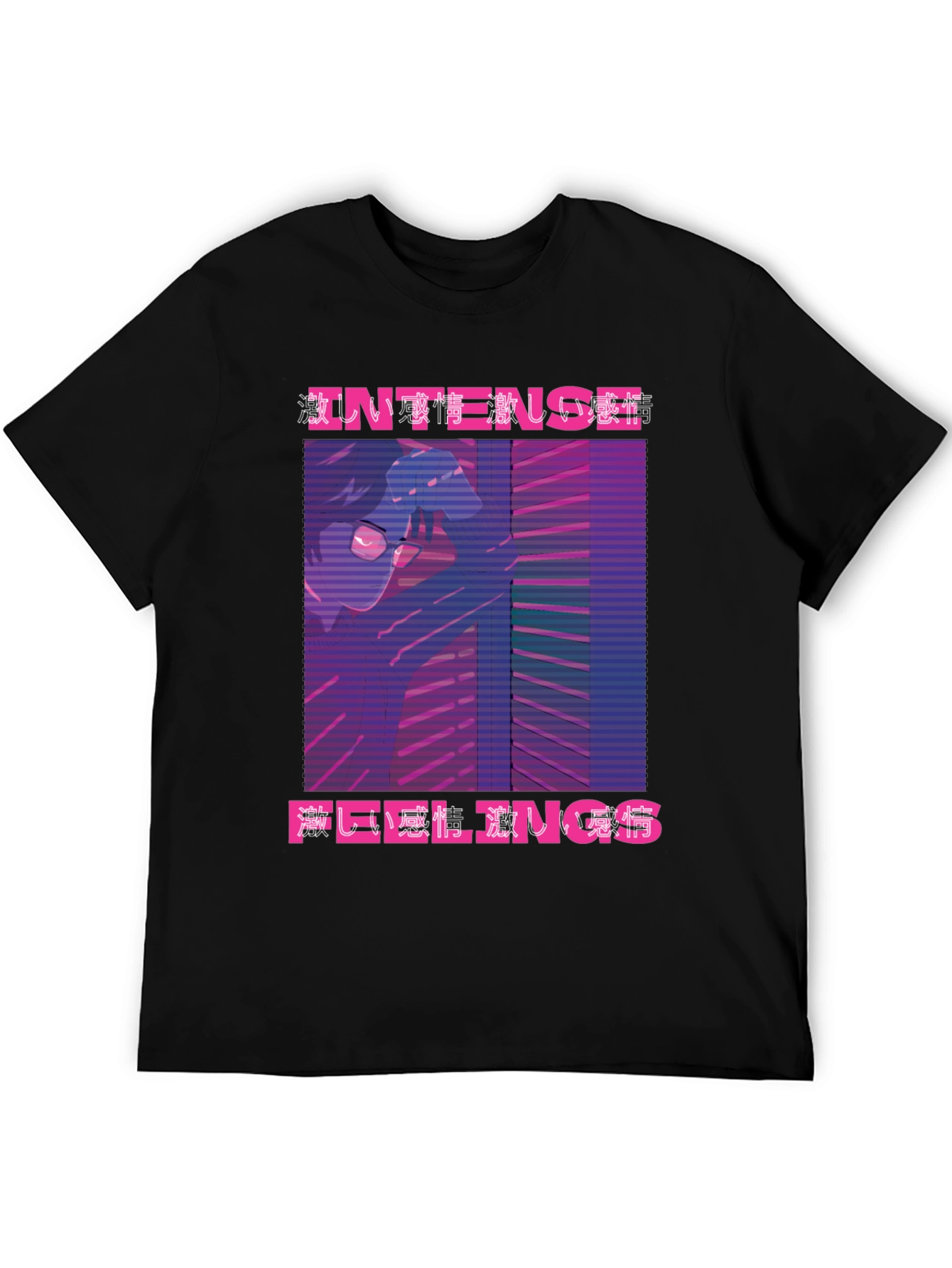 Intense Feelings Anime T-Shirt - Black