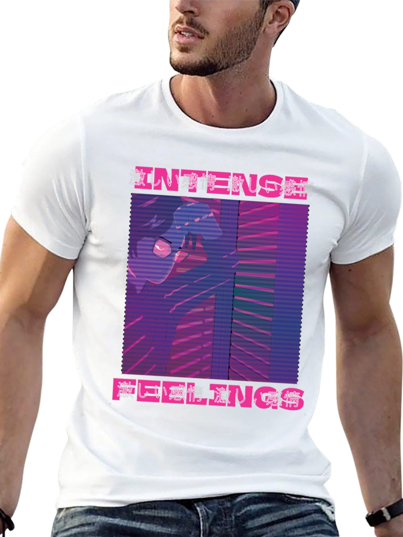 Intense Feelings Anime T-Shirt - Black