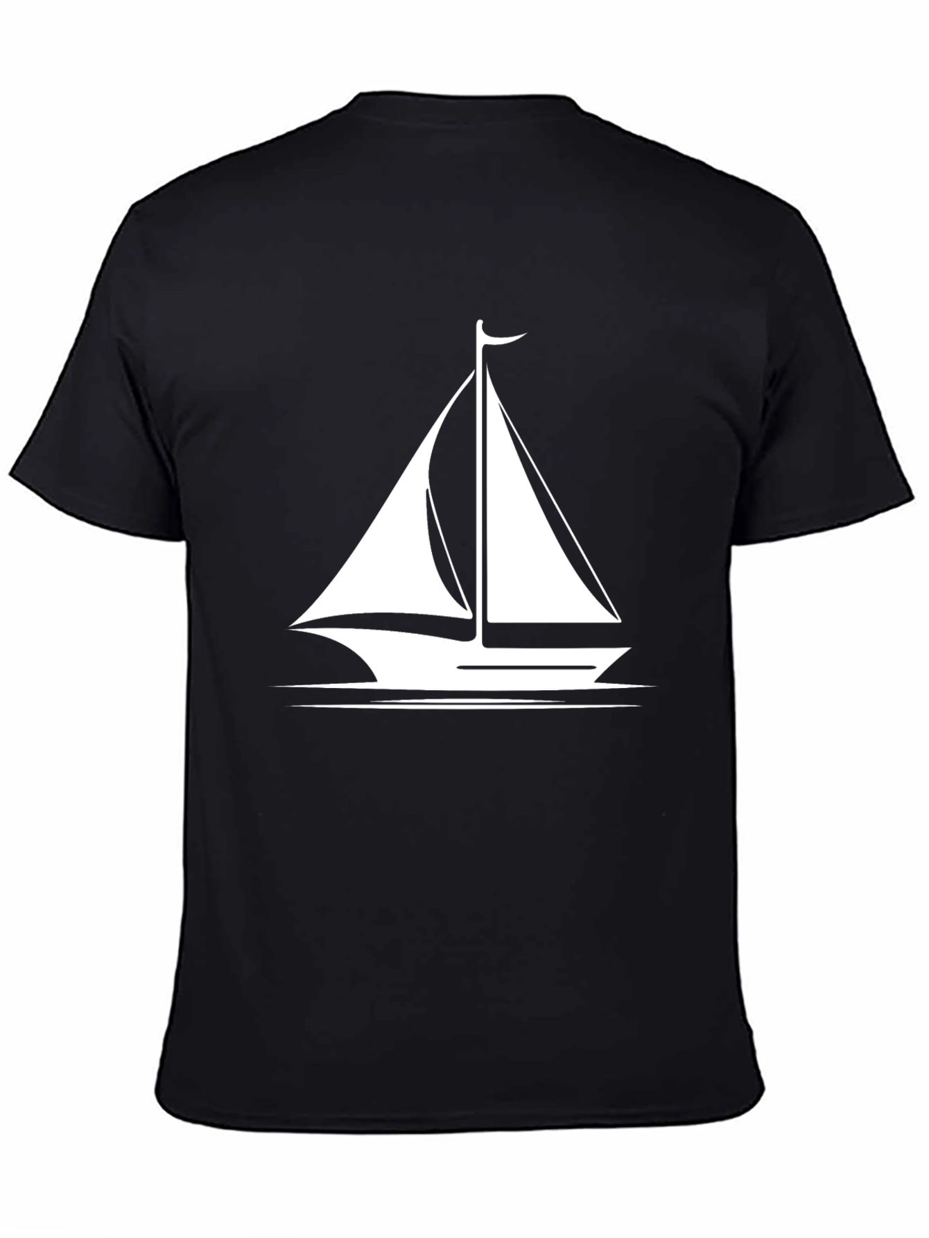 Sailboat Graphic Tee - Black Cotton T-Shirt