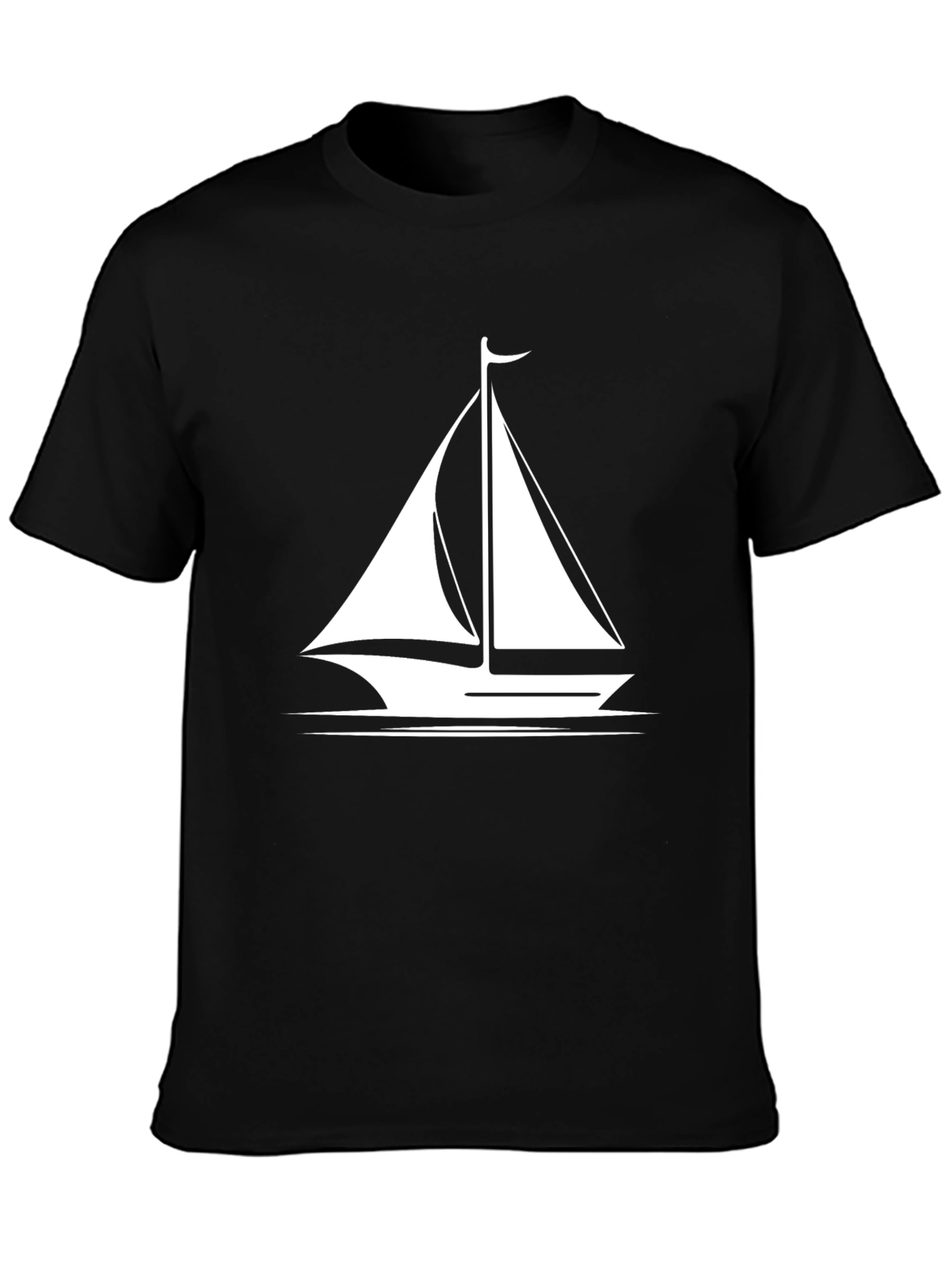 Sailboat Graphic Tee - Black Cotton T-Shirt