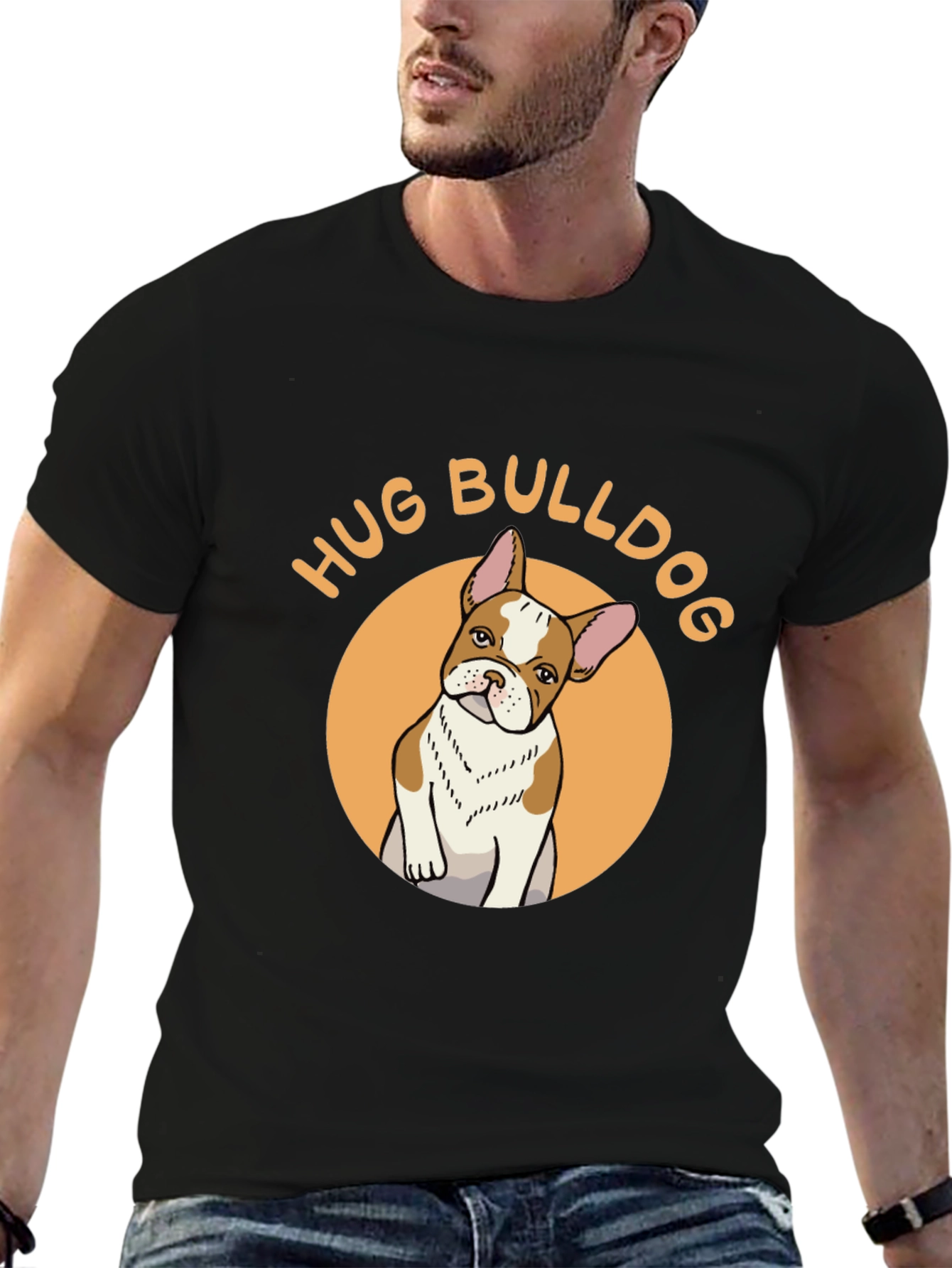 Hug Bulldog Graphic Tee - Cute Dog Lover Shirt