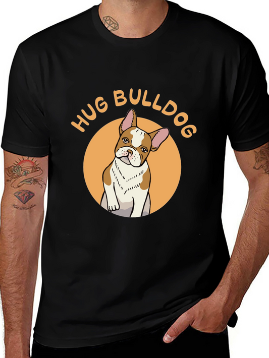 Hug Bulldog Graphic Tee - Cute Dog Lover Shirt