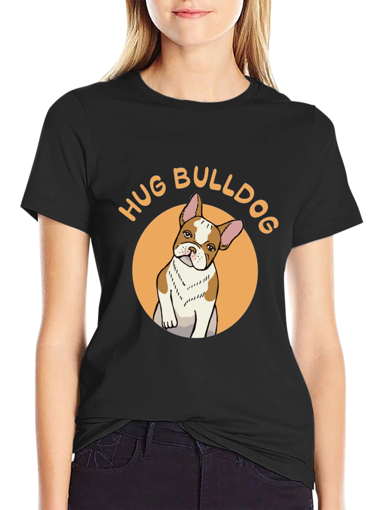 Hug Bulldog Graphic Tee - Cute Dog Lover Shirt