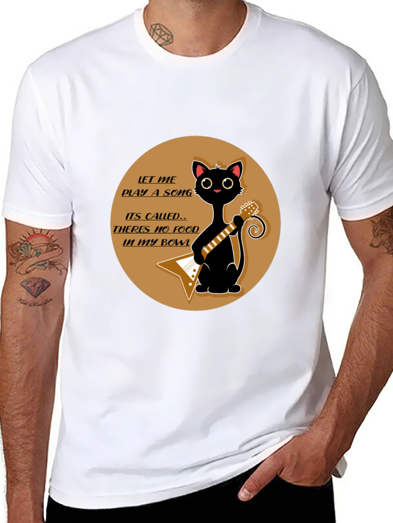 Cat Guitarist T-Shirt - No Food in My Bowl!