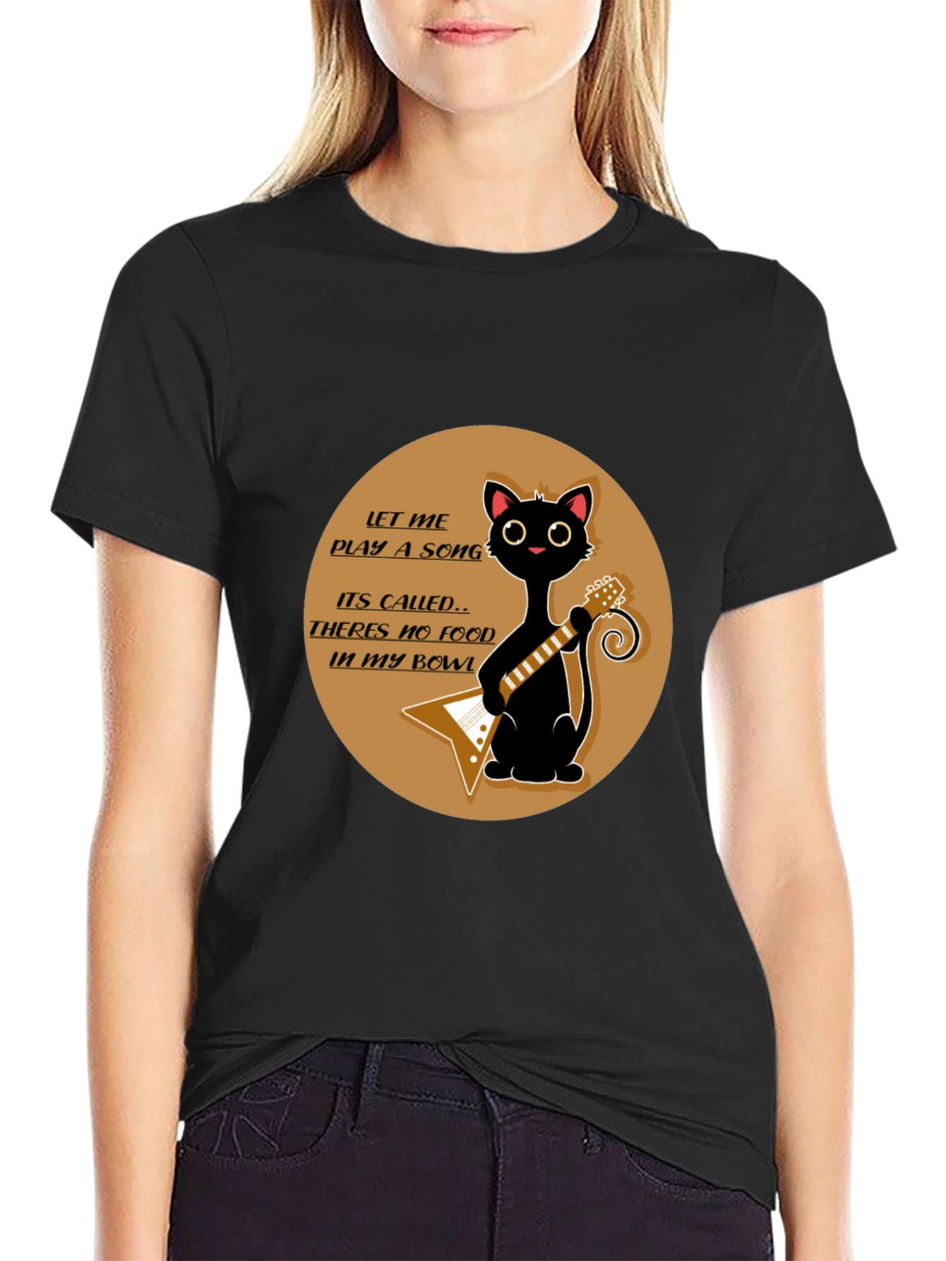 Cat Guitarist T-Shirt - No Food in My Bowl!