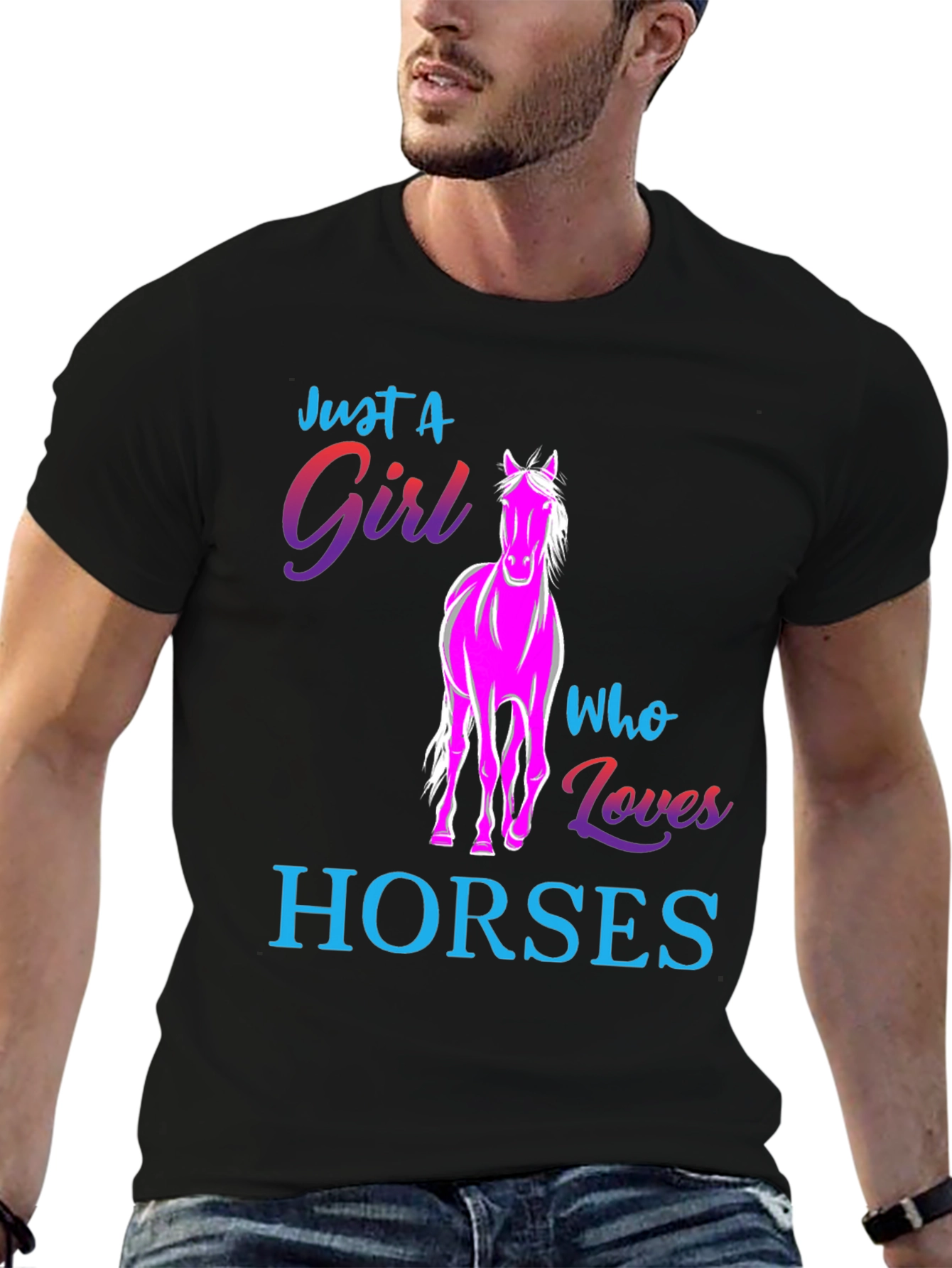 Just A Girl Who Loves Horses Black T-Shirt