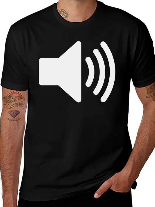 Black T-Shirt with White Speaker Icon