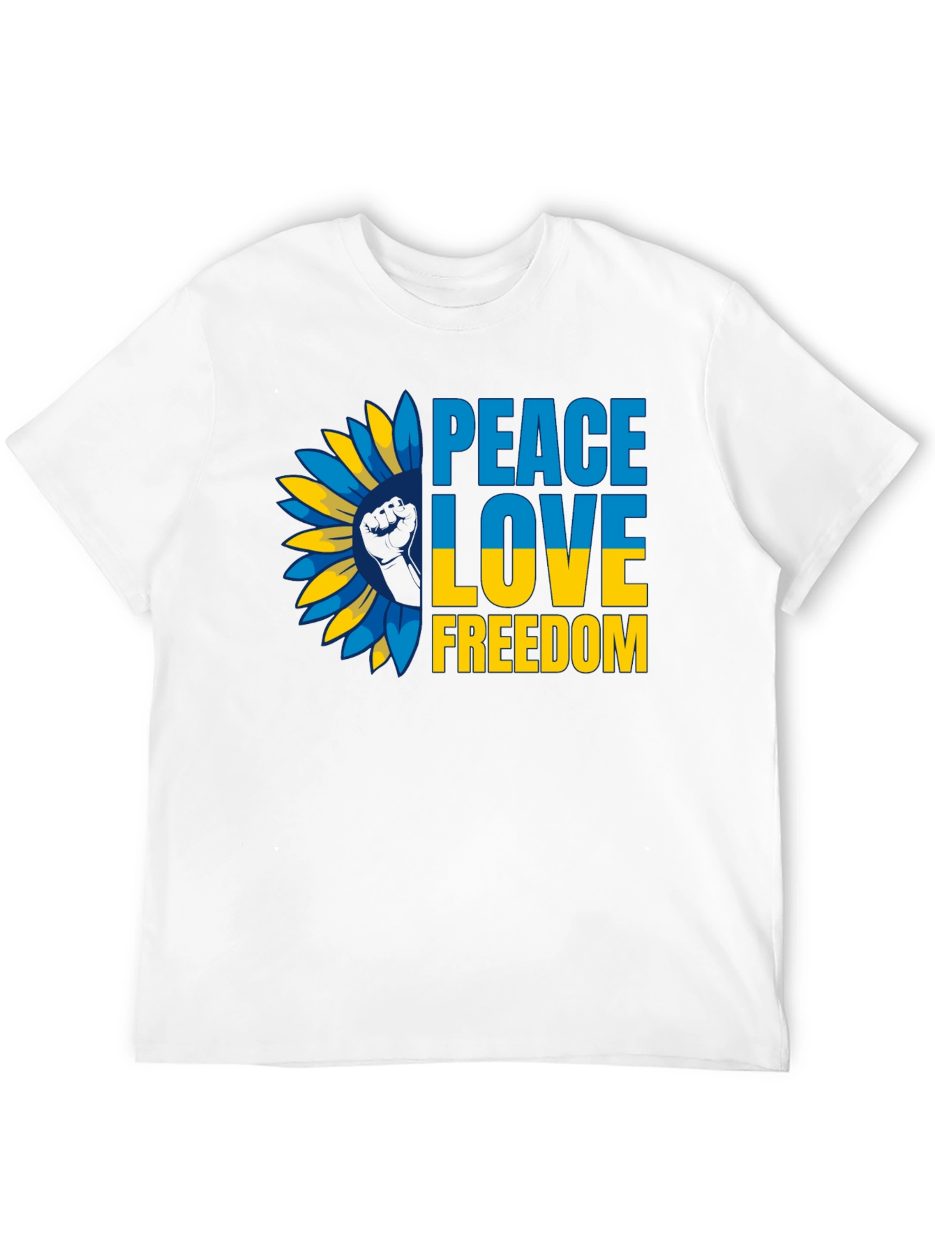 Ukraine Peace Love Freedom T-Shirt Sunflower Design
