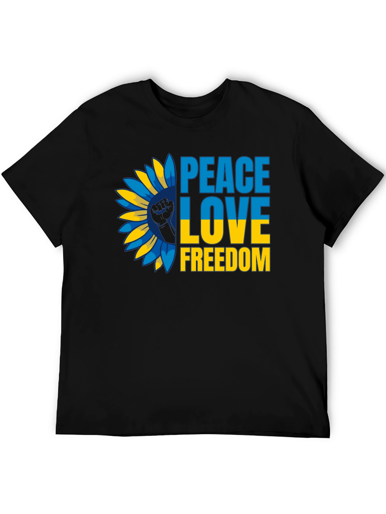 Ukraine Peace Love Freedom T-Shirt Sunflower Design