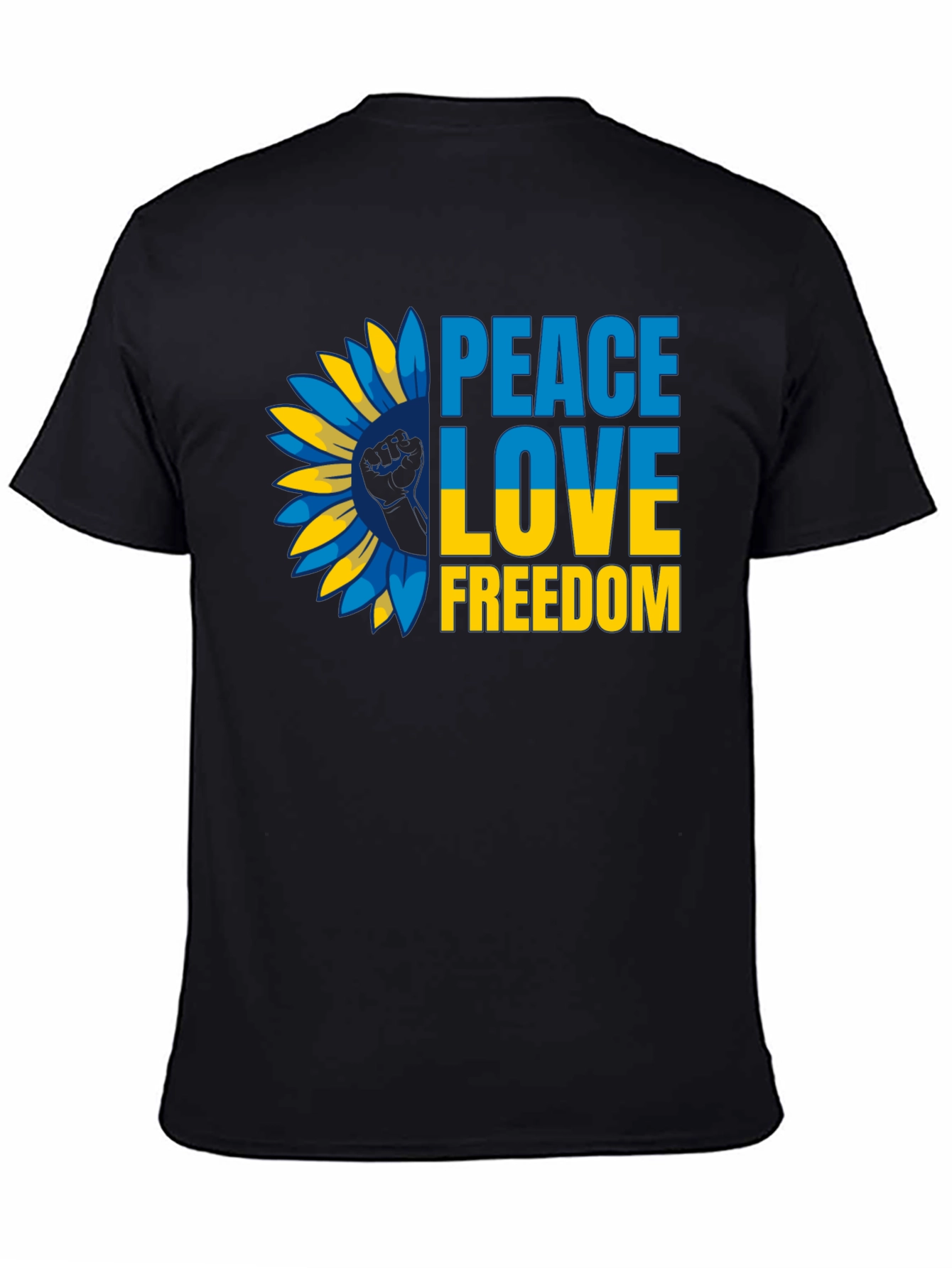 Ukraine Peace Love Freedom T-Shirt Sunflower Design