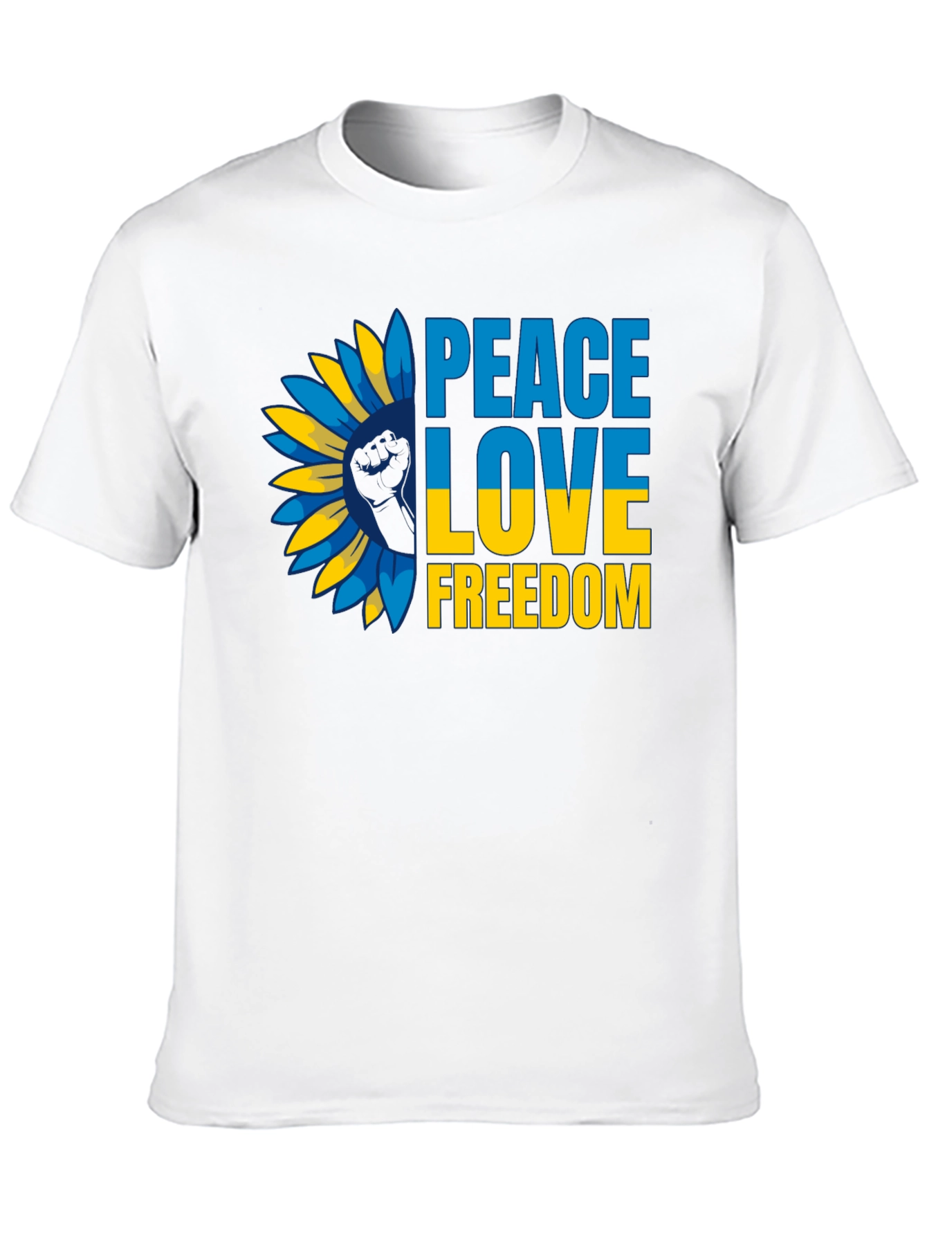Ukraine Peace Love Freedom T-Shirt Sunflower Design