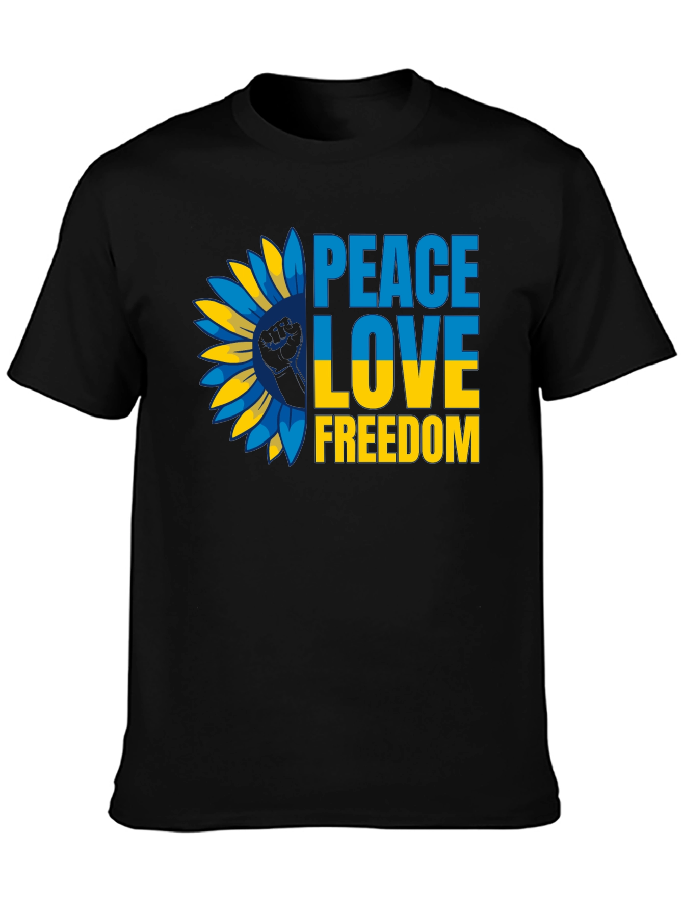 Ukraine Peace Love Freedom T-Shirt Sunflower Design