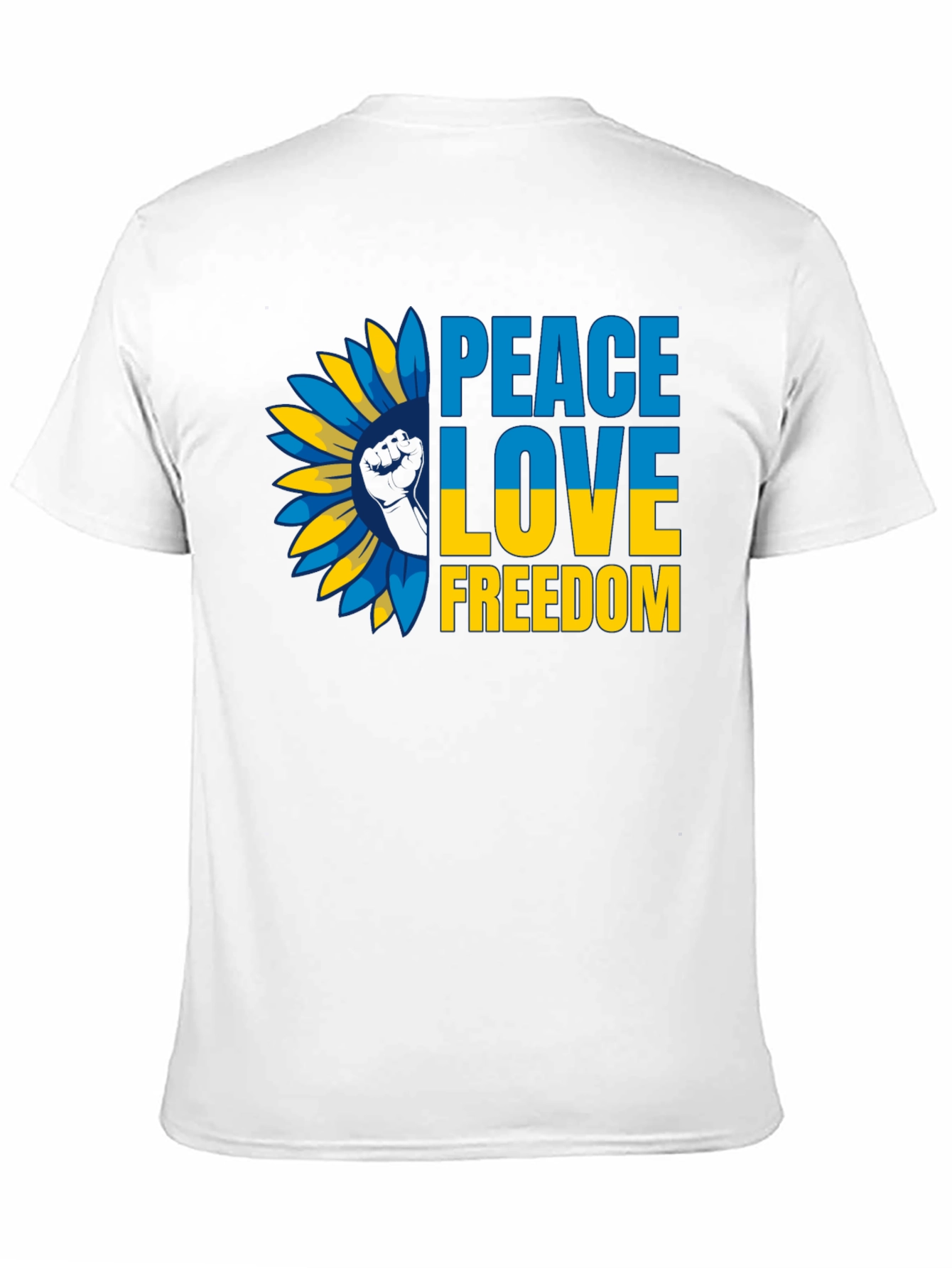 Ukraine Peace Love Freedom T-Shirt Sunflower Design
