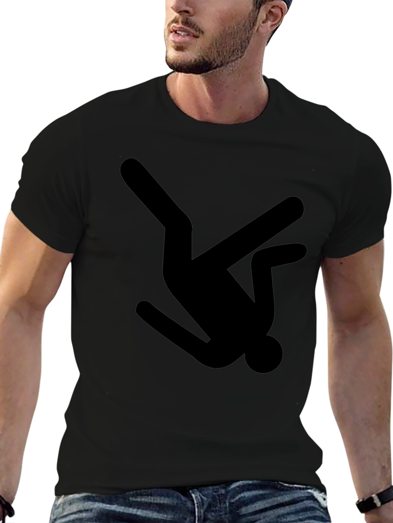 Black T-Shirt with Falling Man Graphic