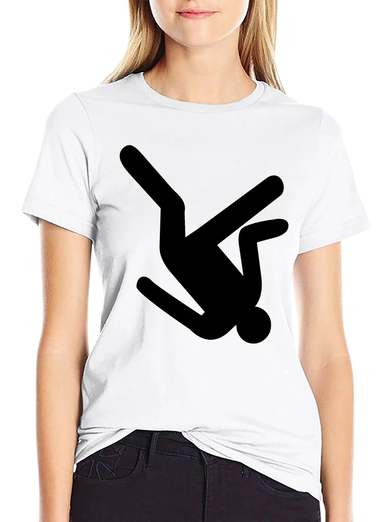 Black T-Shirt with Falling Man Graphic