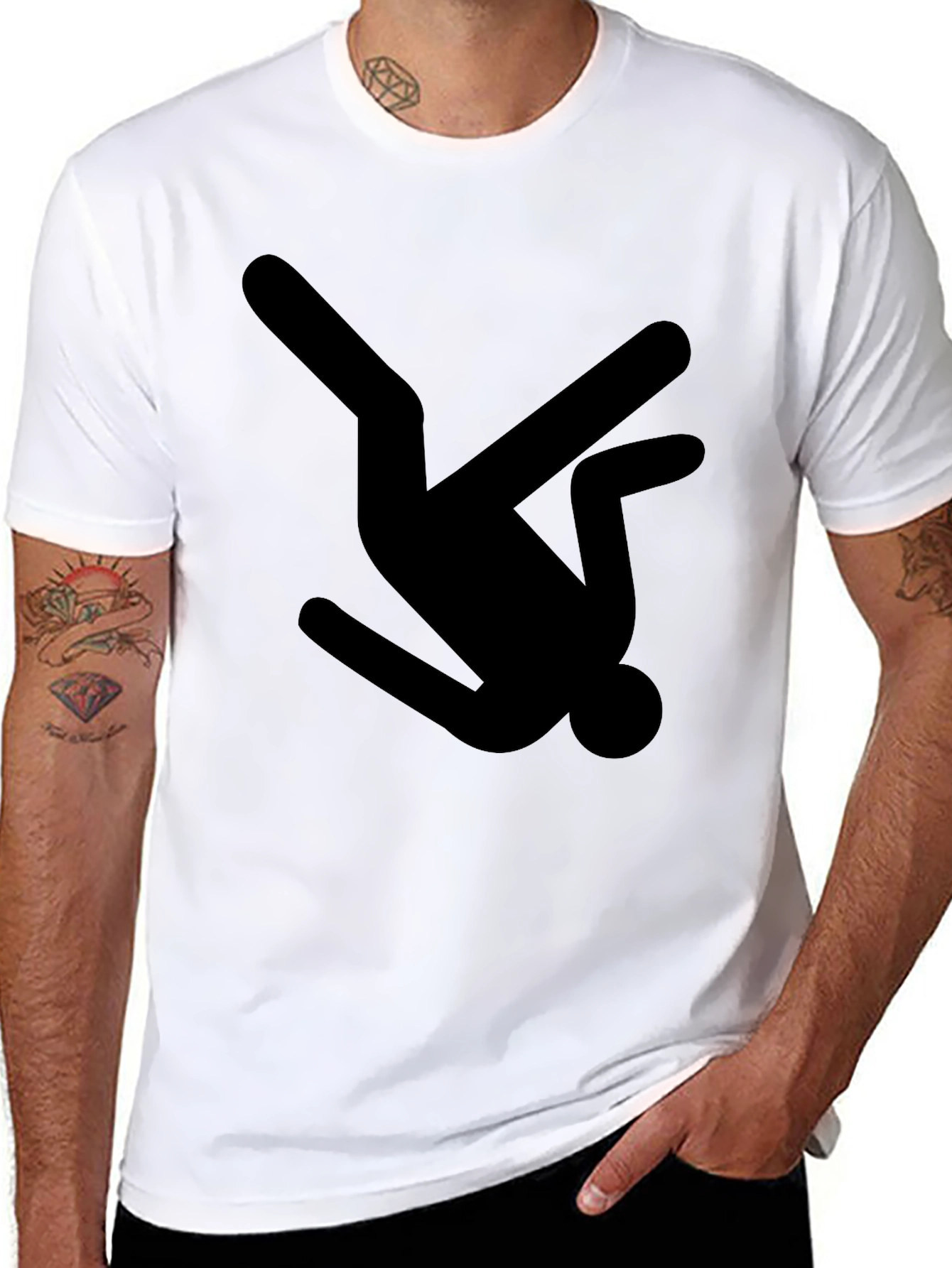 Black T-Shirt with Falling Man Graphic
