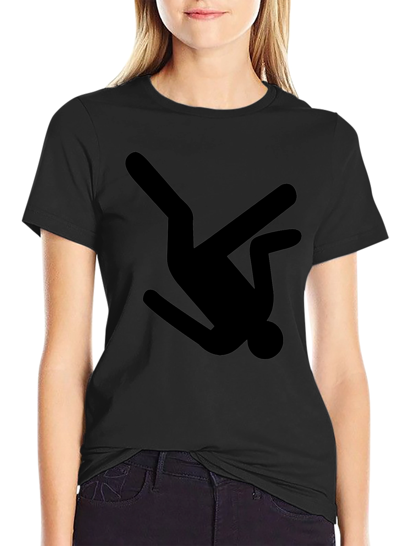 Black T-Shirt with Falling Man Graphic