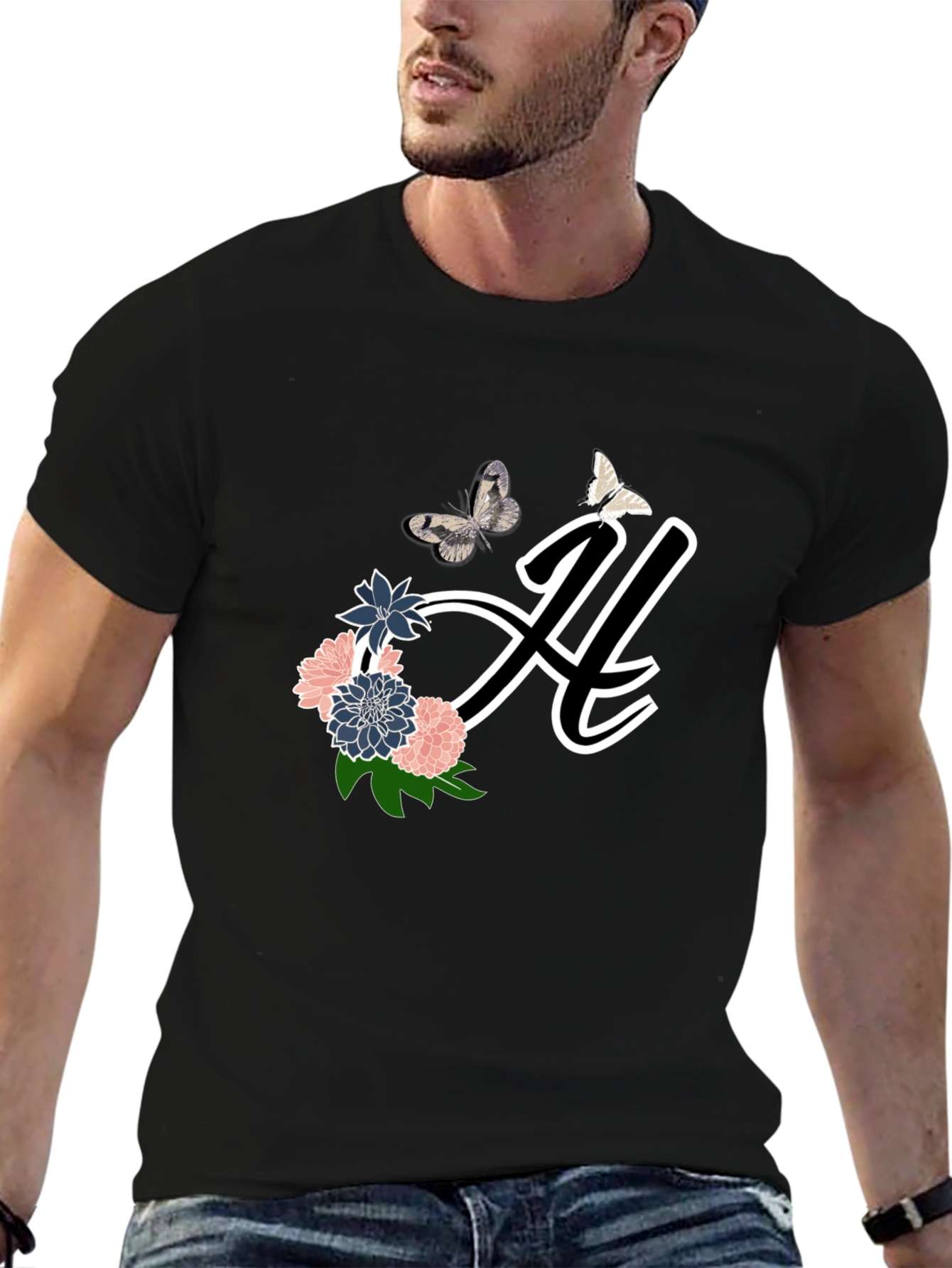 Floral Butterfly Initial T-Shirt