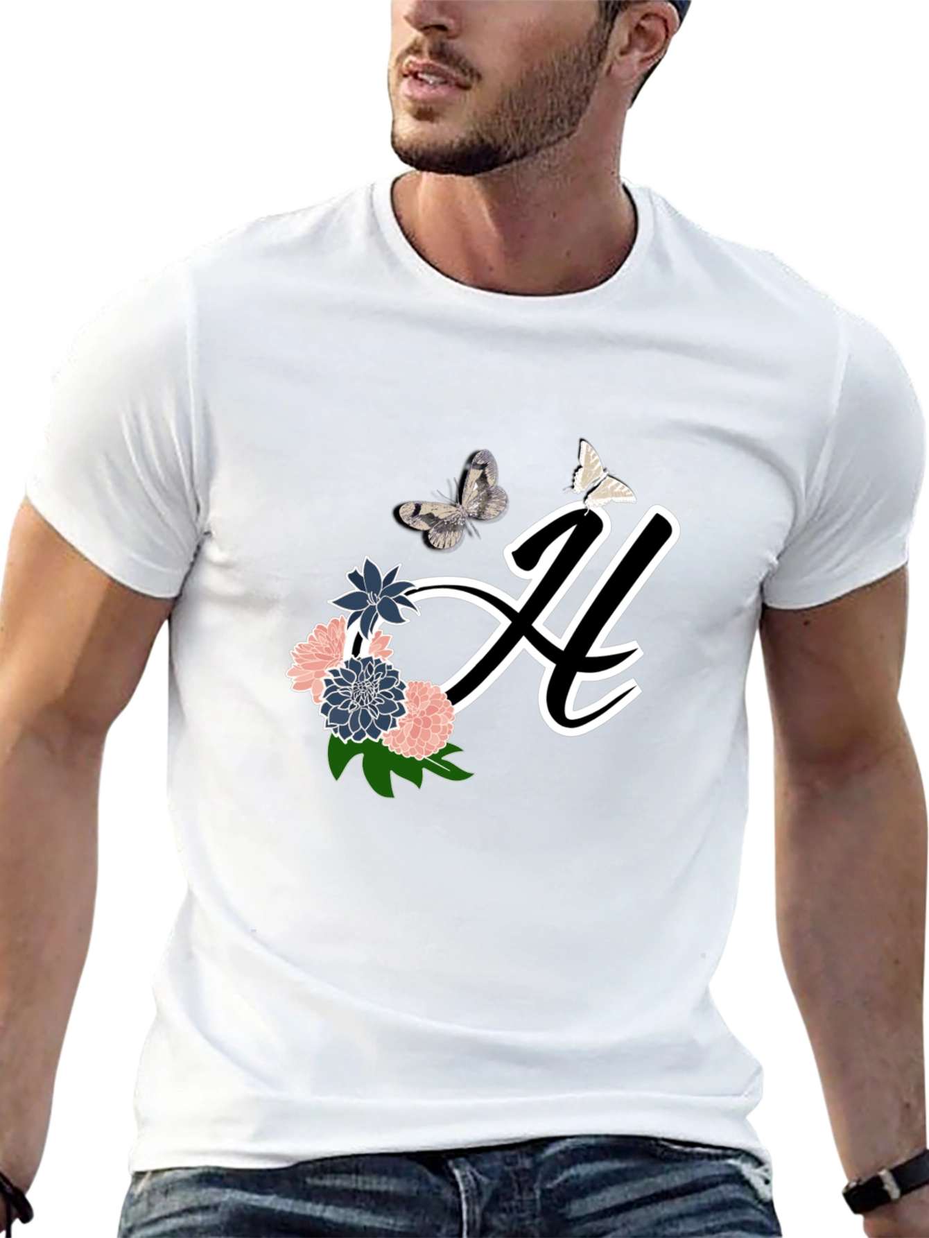 Floral Butterfly Initial T-Shirt