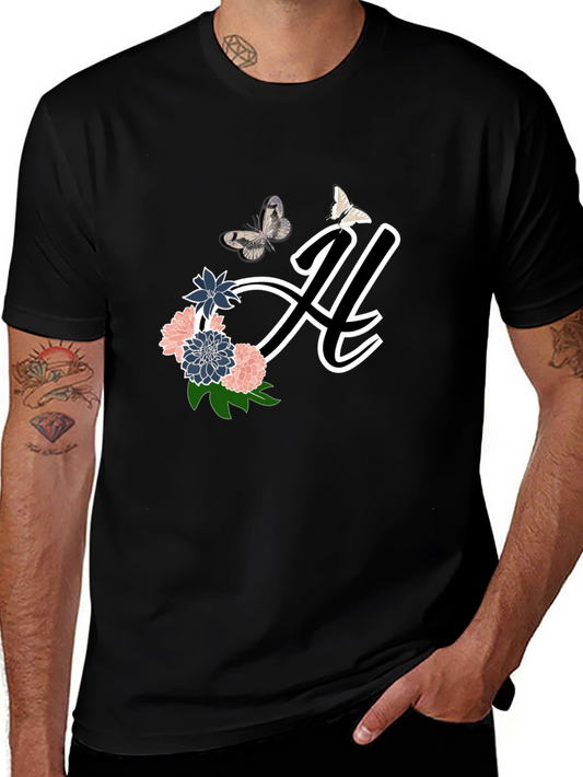 Floral Butterfly Initial T-Shirt