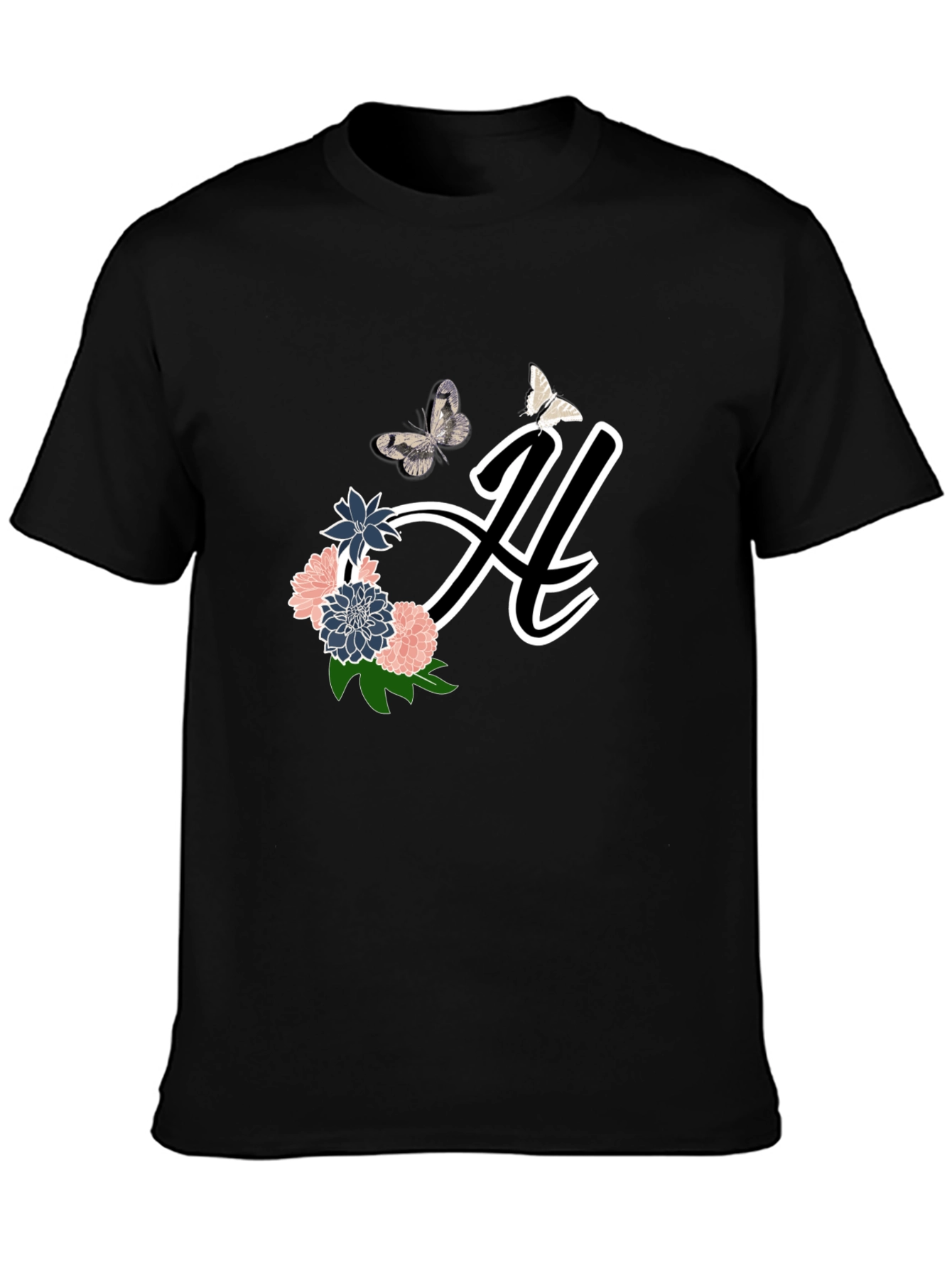 Floral Butterfly Initial T-Shirt