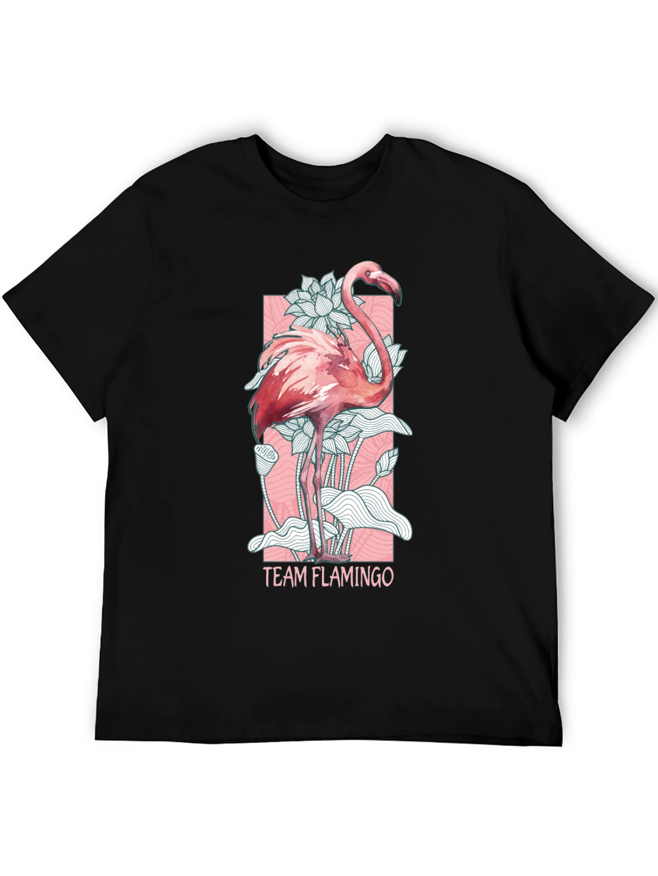 Team Flamingo Graphic Tee - Black Cotton Blend
