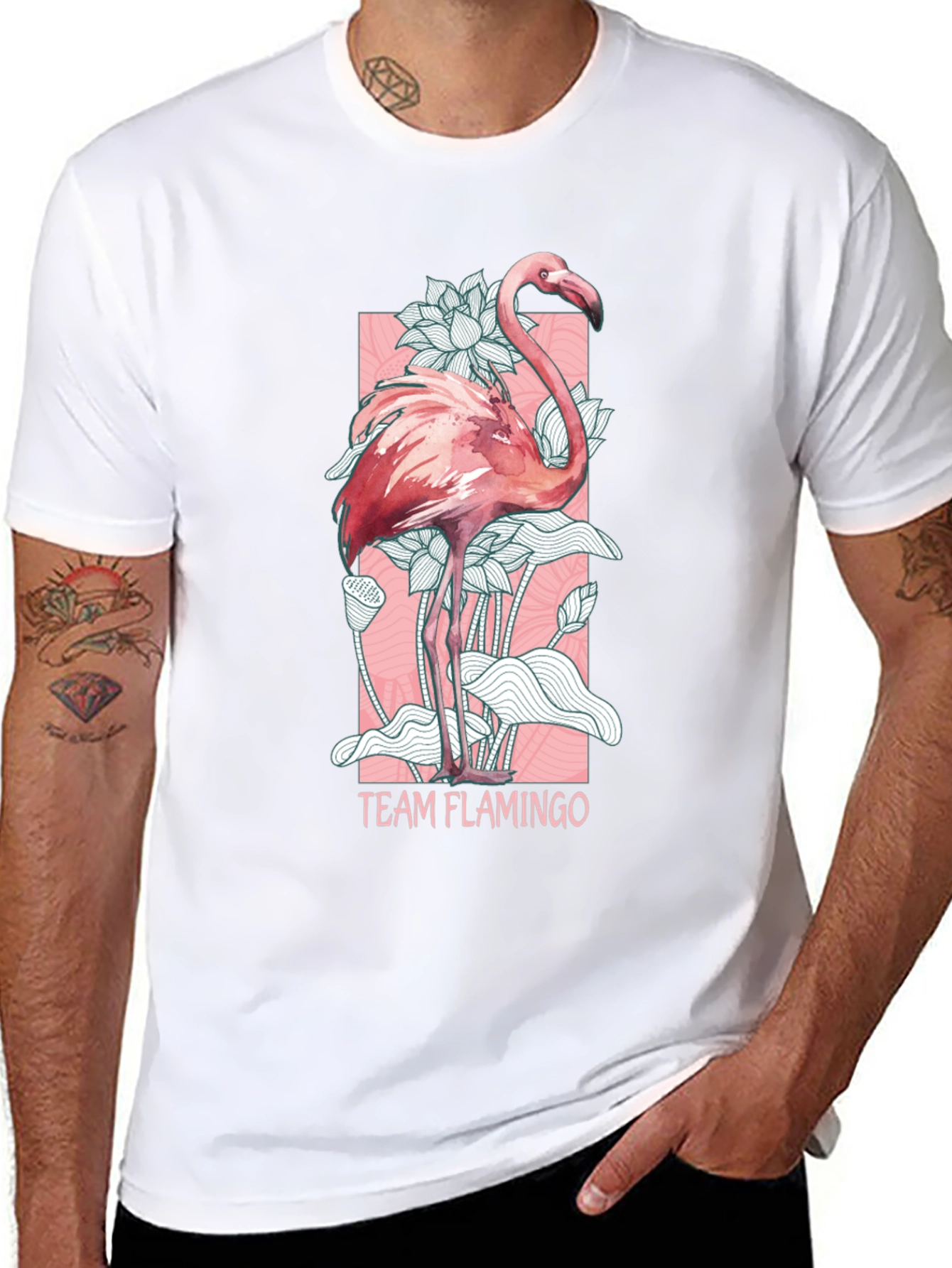 Team Flamingo Graphic Tee - Black Cotton Blend