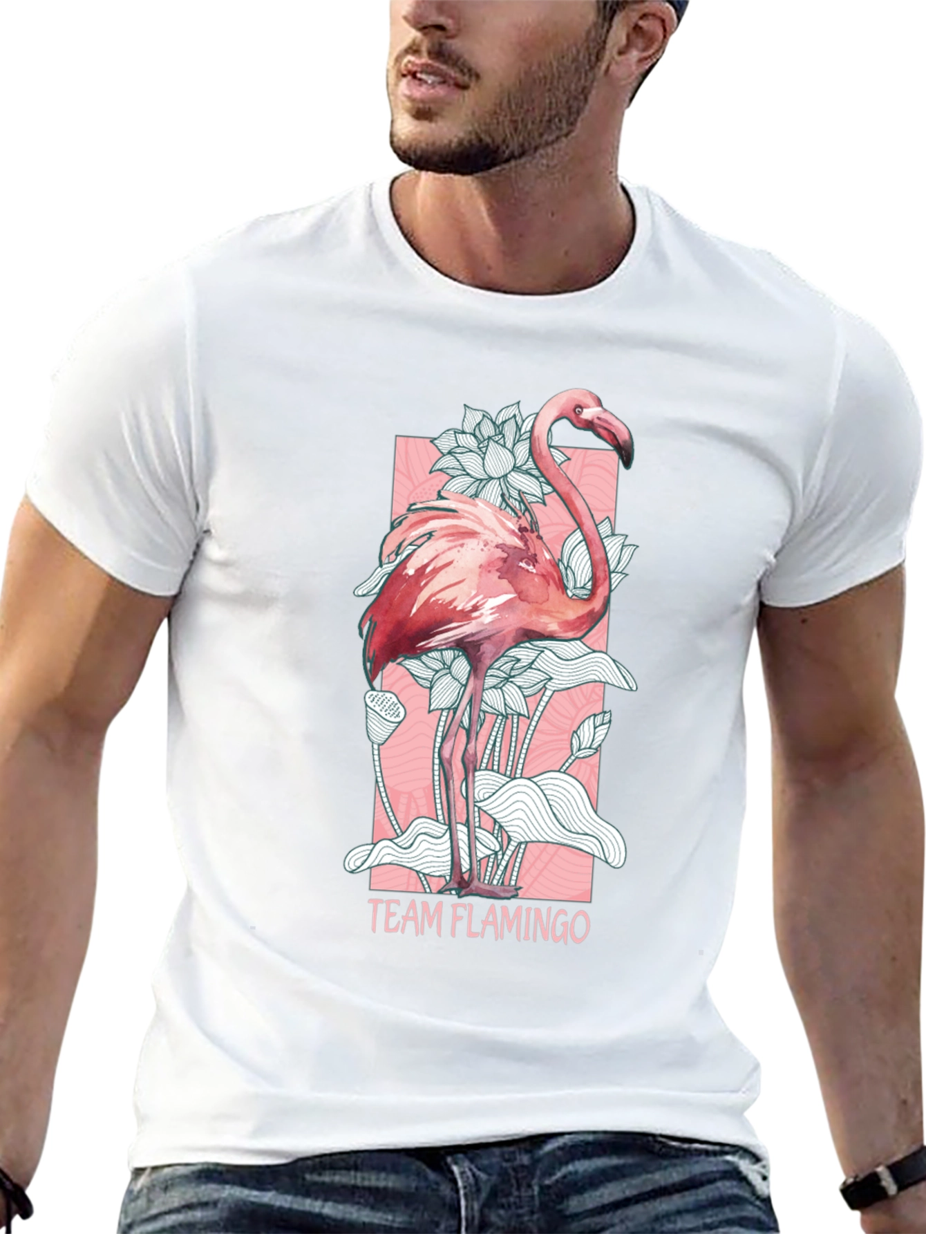 Team Flamingo Graphic Tee - Black Cotton Blend