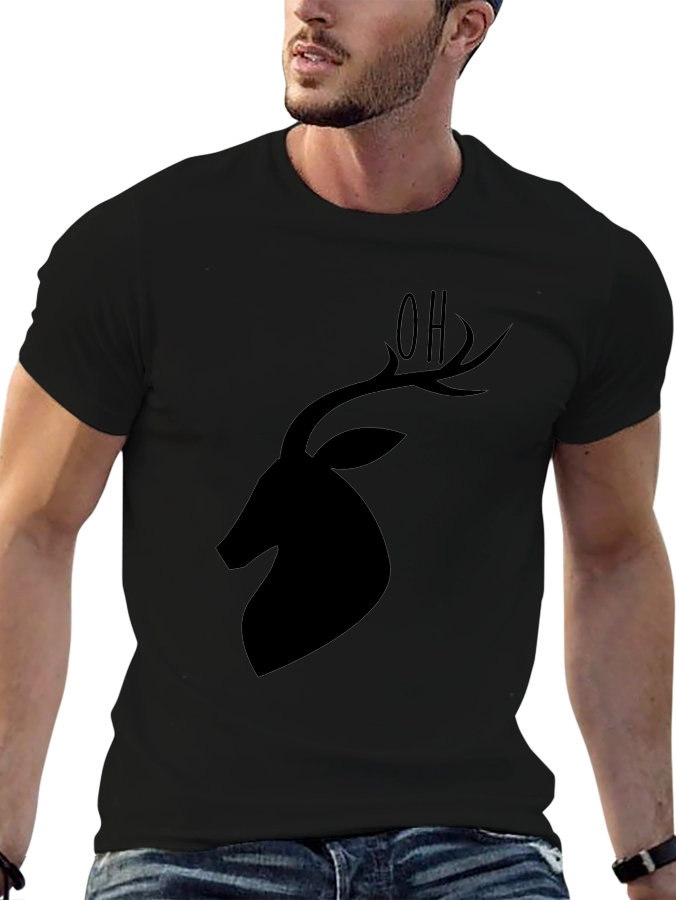 Deer Silhouette T-Shirt - Black Graphic Tee