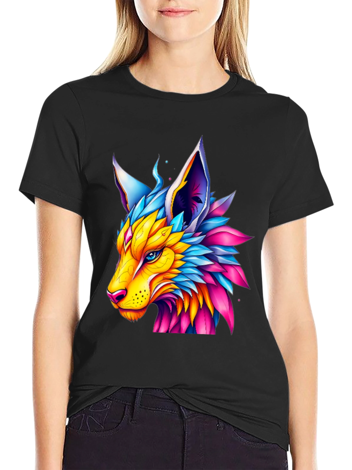 Colorful Fox Graphic T-Shirt