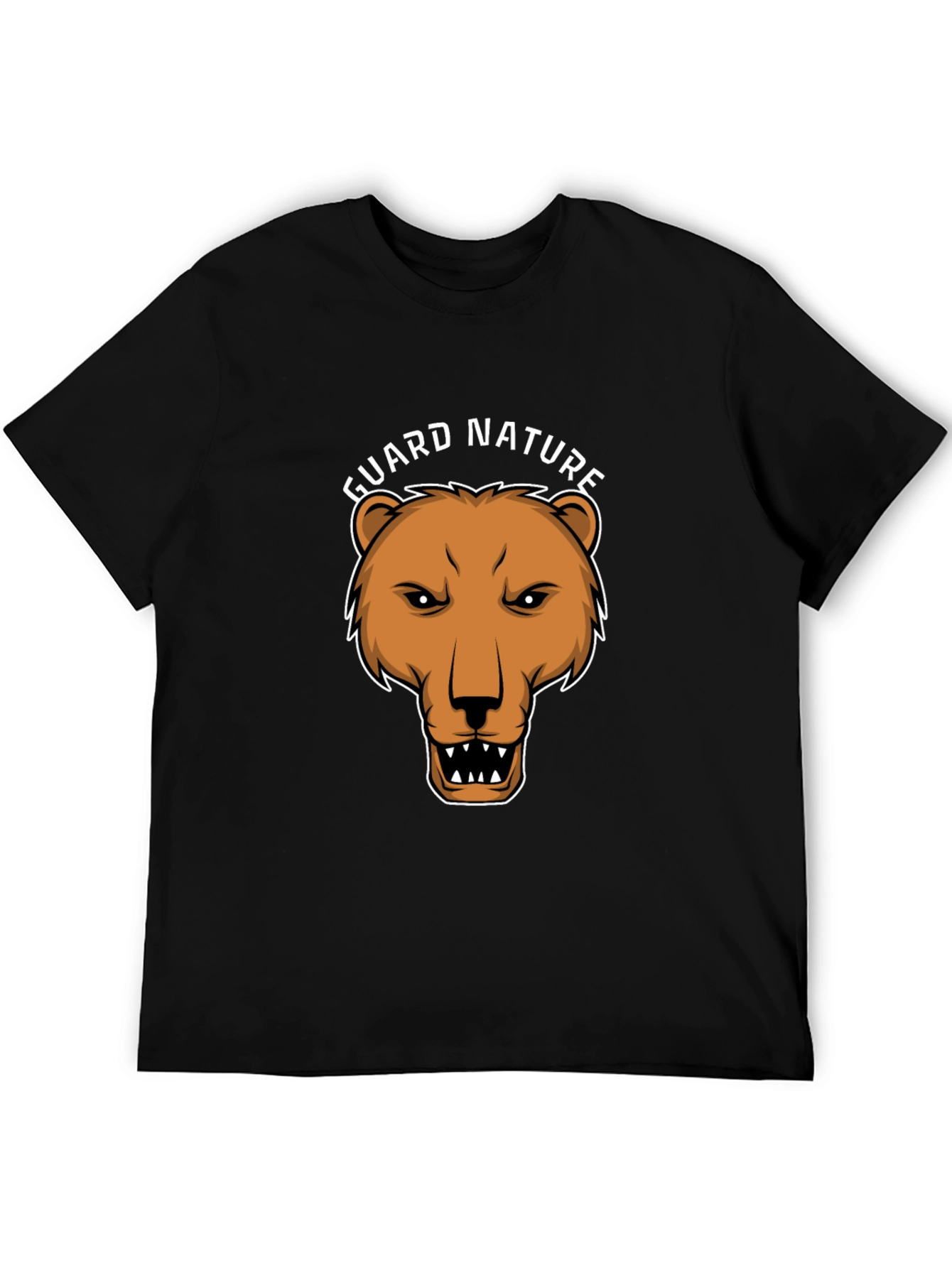 Guard Nature Bear Graphic Black T-Shirt