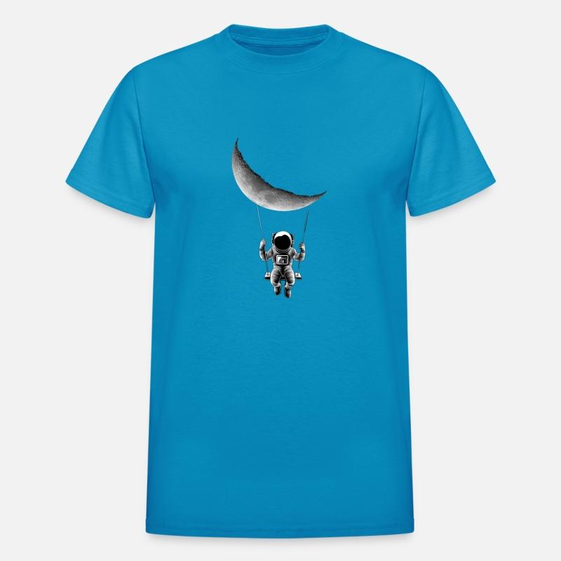 Astronaut Swinging On Swing Hanging From The Moon