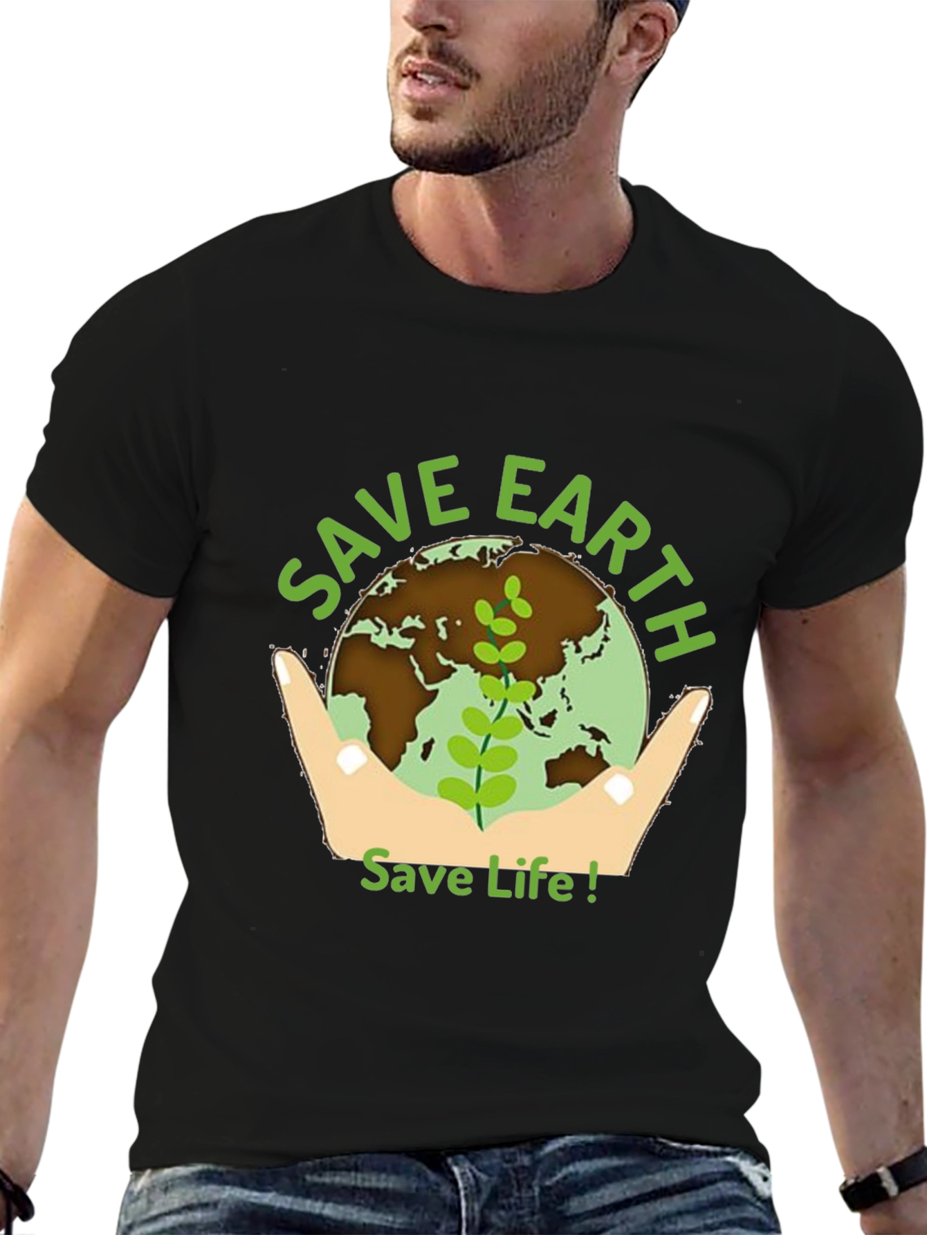 Save Earth Graphic Tee - Black