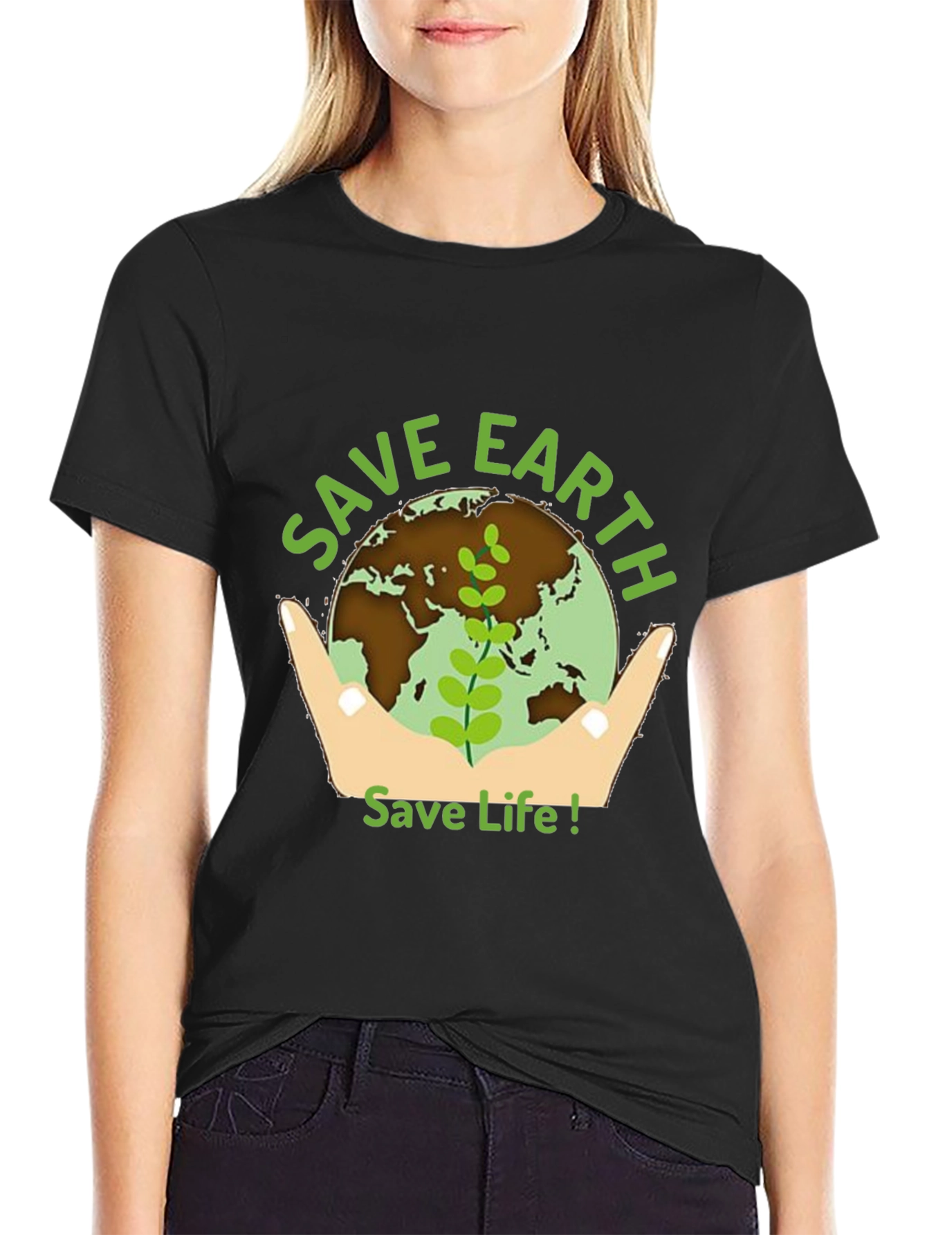 Save Earth Graphic Tee - Black