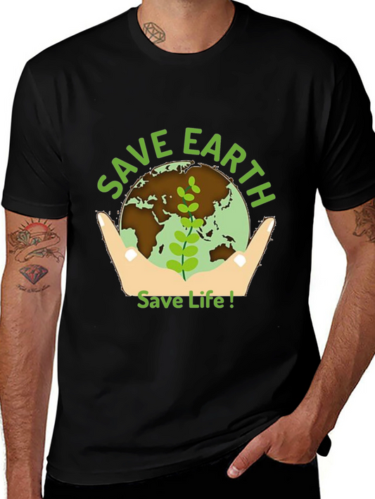 Save Earth Graphic Tee - Black