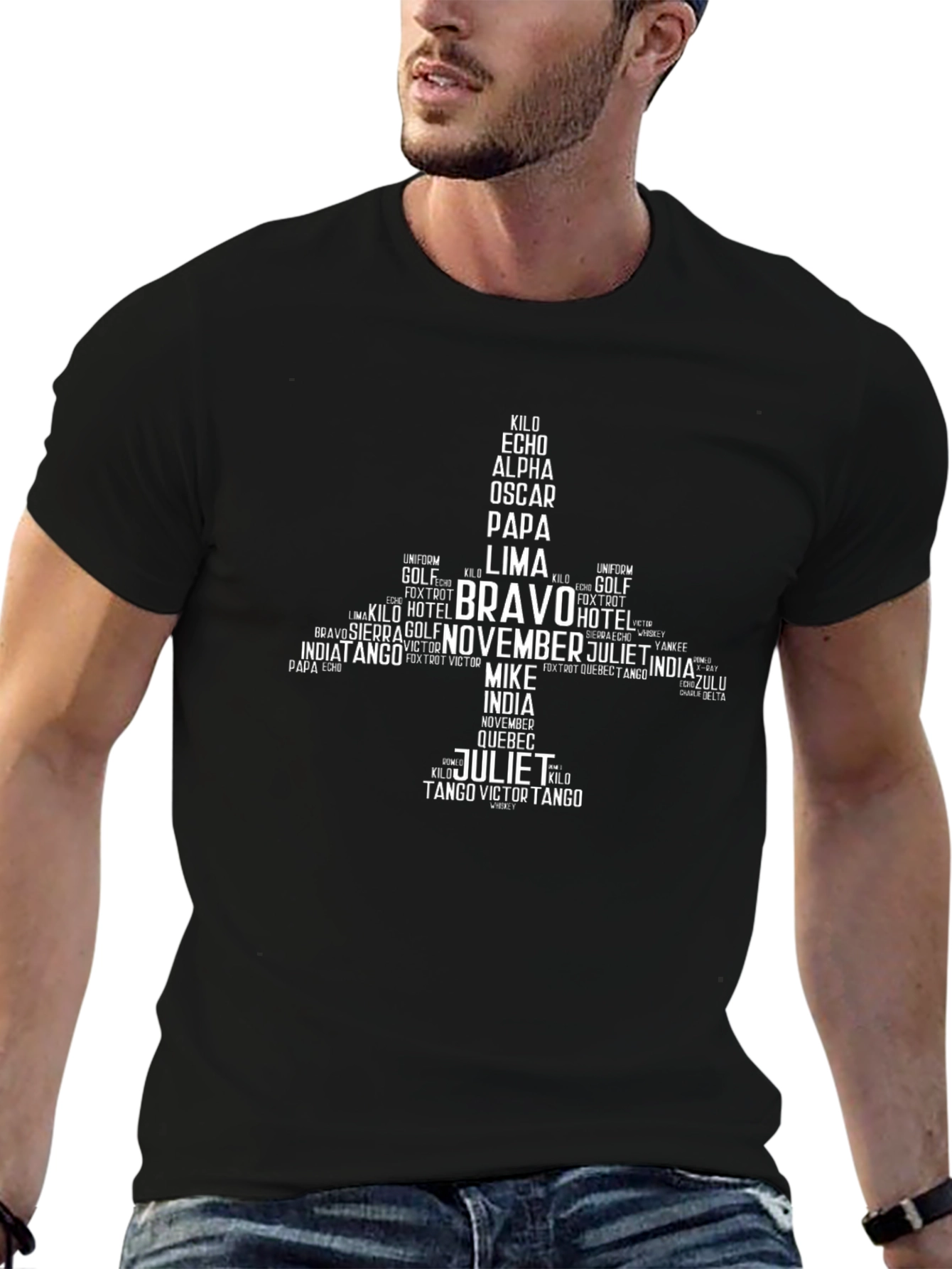 Aviation Alphabet Code T-Shirt - Black