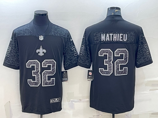 Men's New Orleans Saints Tyrann Mathieu #32 Black RFLCTV Limited Jerseys